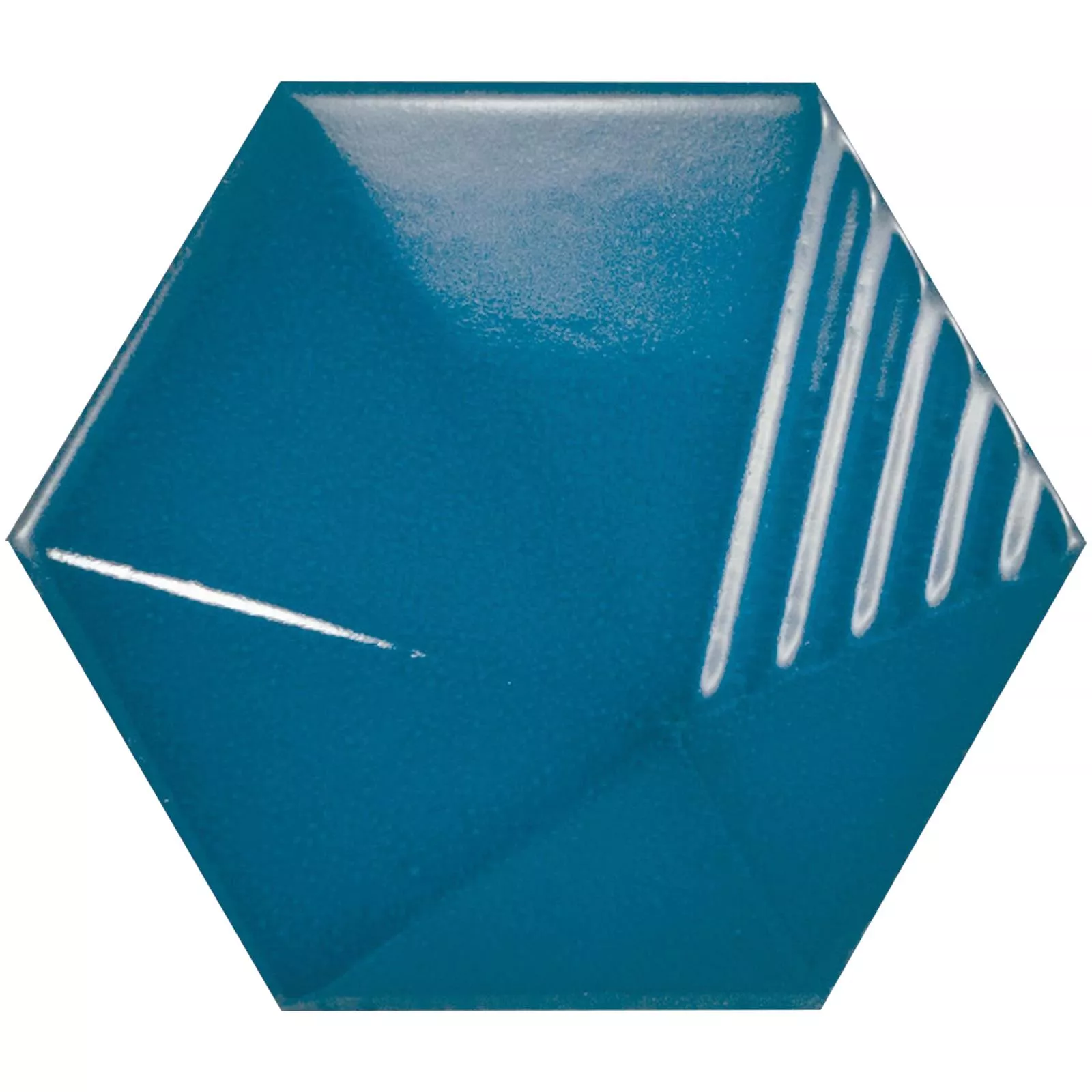 Muster Wandfliesen Rockford 3D Hexagon 12,4x10,7cm Blau