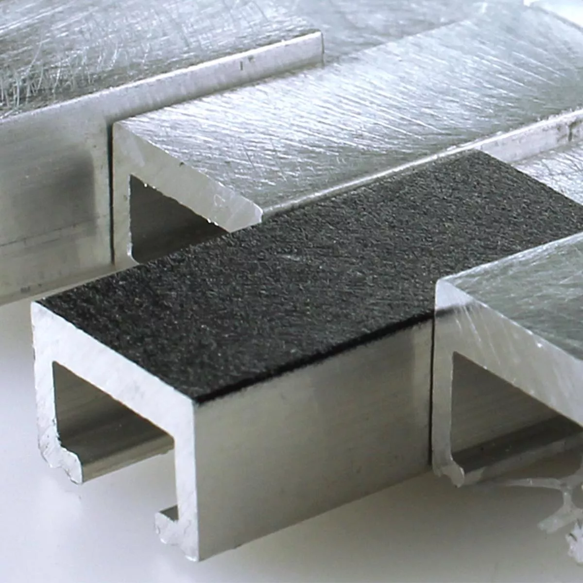 Muster von Mosaikfliesen Aluminium Metall Langley 3D Schwarz Grau