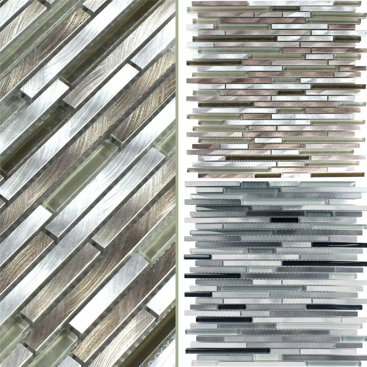 Muster von Glas Metall Mosaikfliesen Freeway Stäbchen