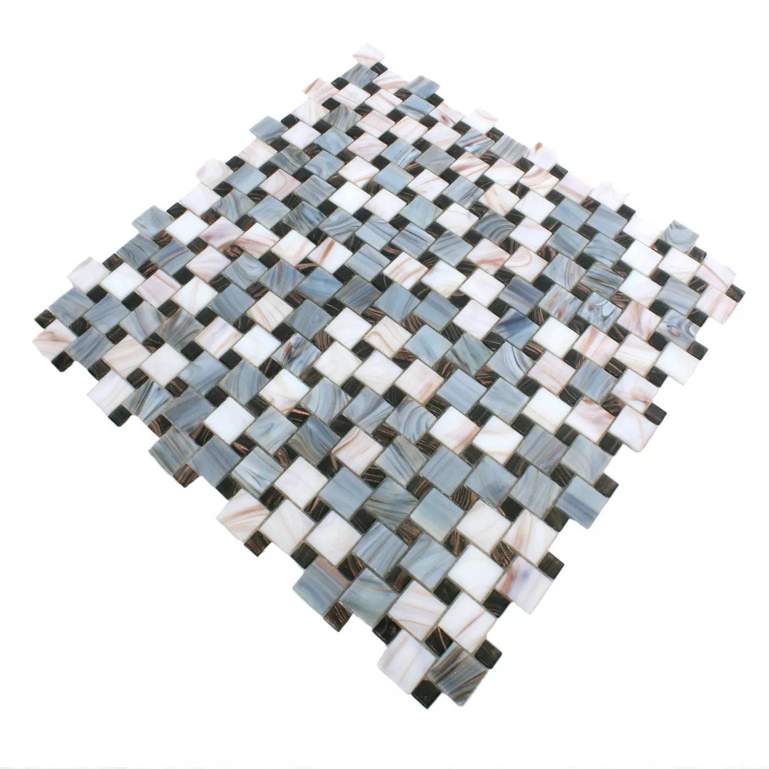 Muster von Mosaikfliesen Glas Tahiti Grau Weiss