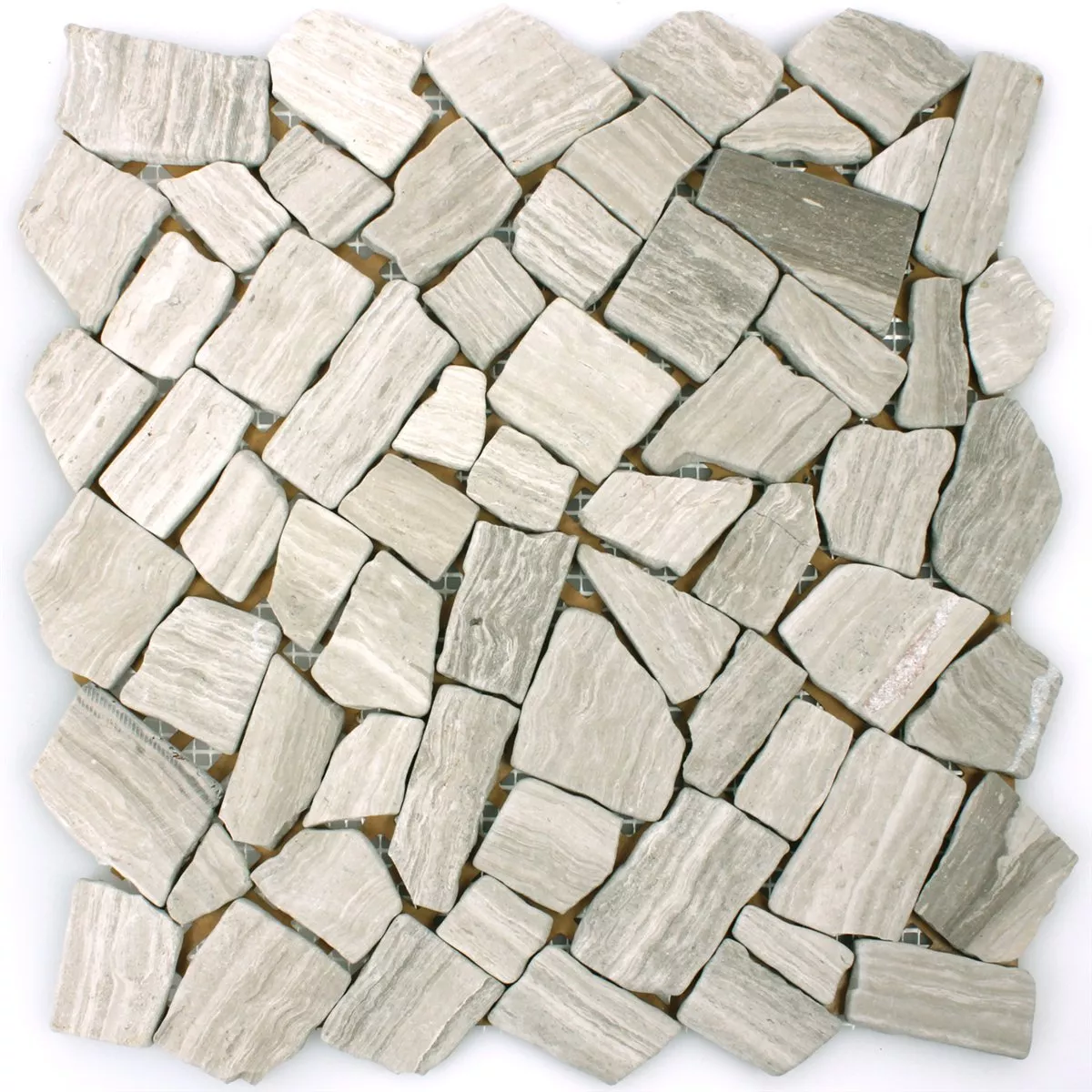 Mosaikfliesen Marmor Bruch Grau Streifen