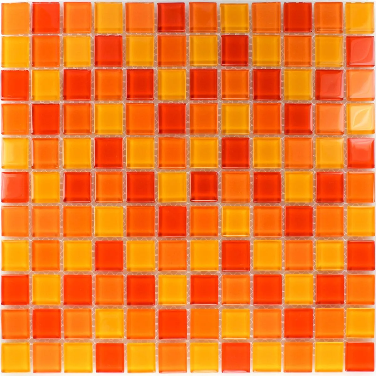 Muster von Mosaikfliesen Glas Rot Orange Gelb 
