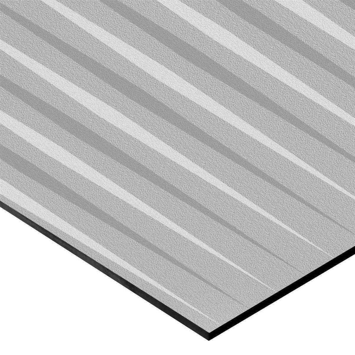 Wandfliesen Vulcano Stripes Dekor Rektifiziert Grau 60x120cm