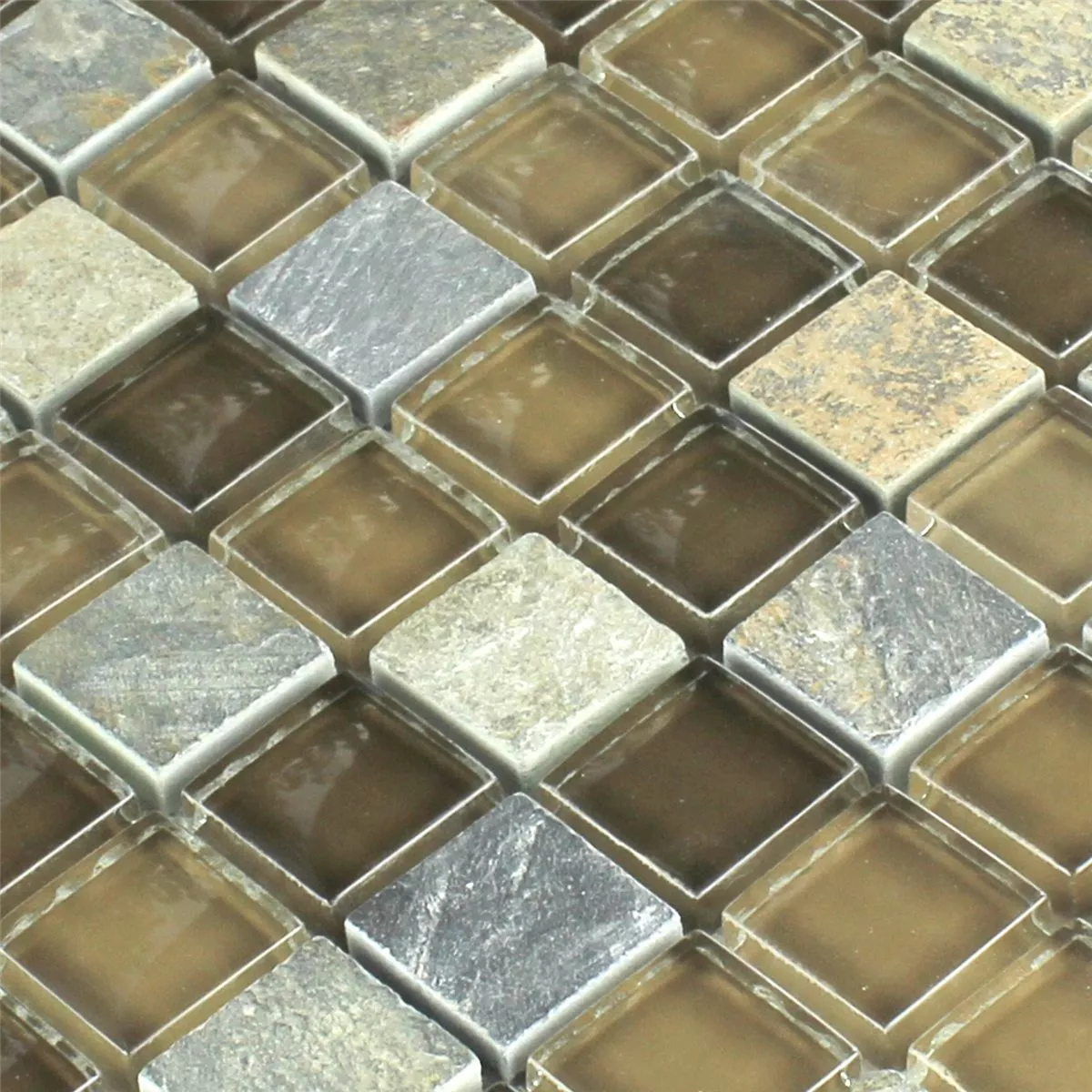 Muster von Mosaikfliesen Naturstein Glas Mocca