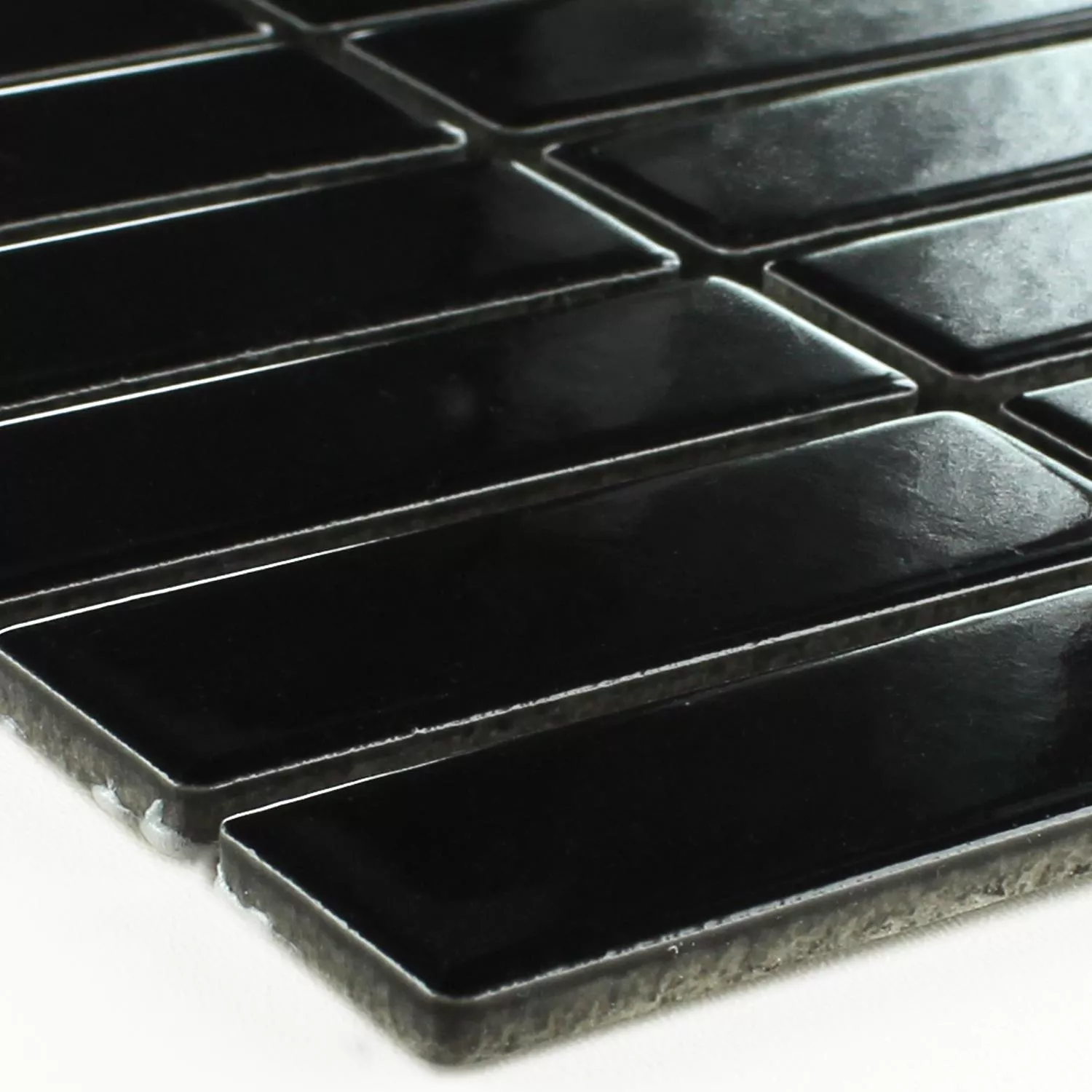 Keramik Mosaikfliesen Parma Schwarz Stäbchen Glänzend Keramik Mosaikfliesen Parma Schwarz Stäbchen Glänzend