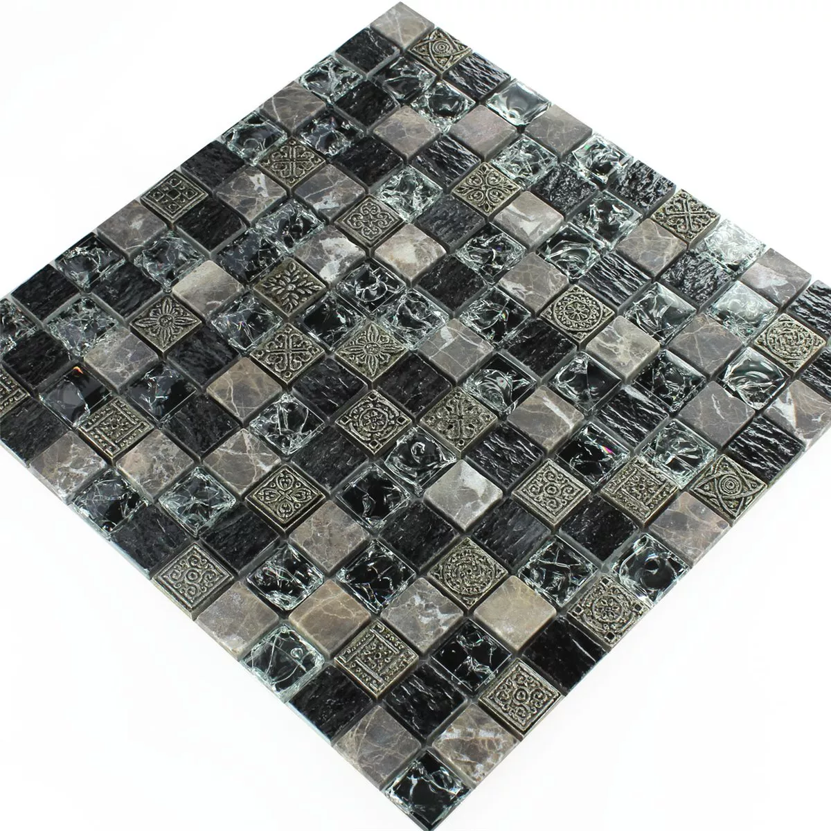 Muster von Mosaikfliesen Glas Marmor Effekt Schwarz