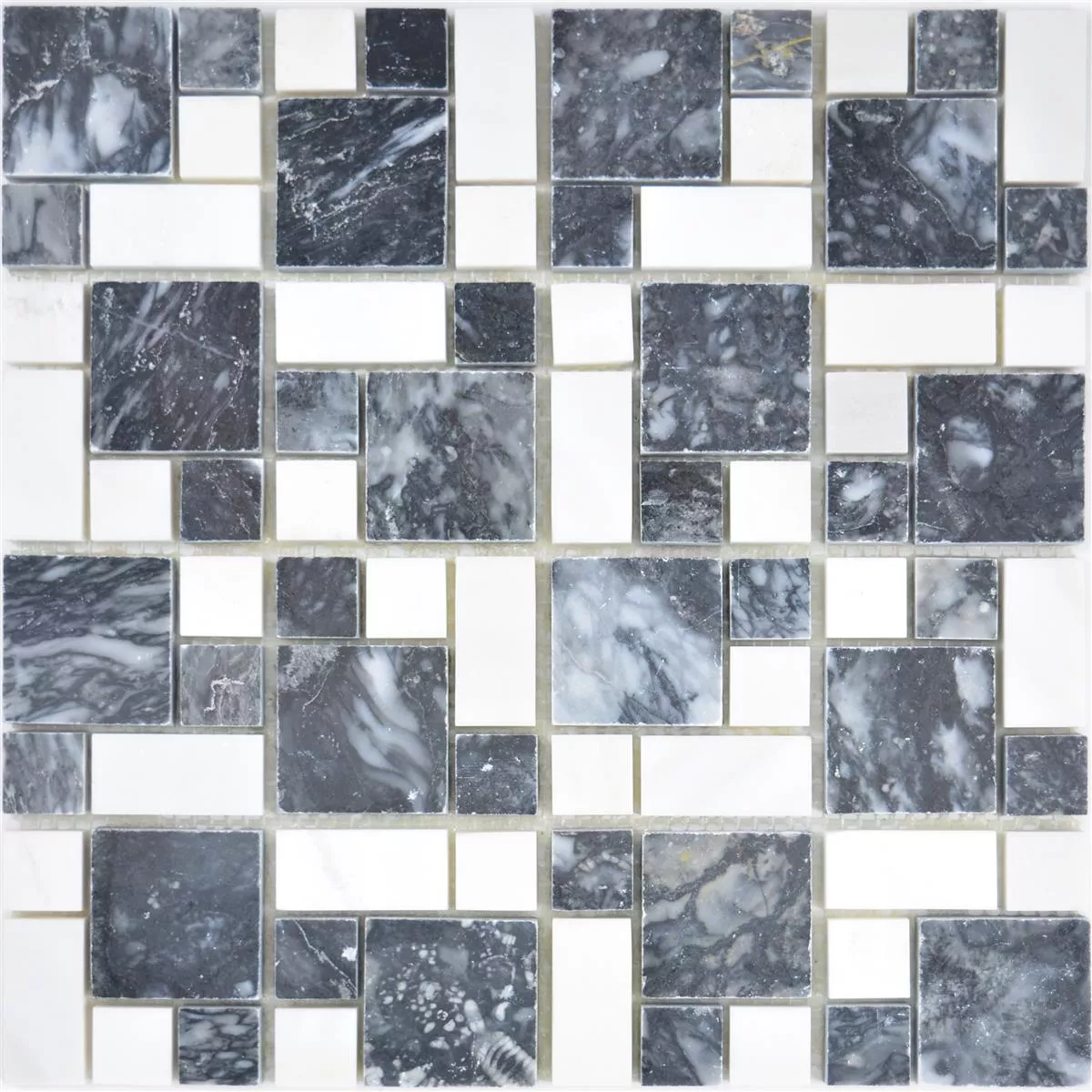 Marmor Naturstein Mosaik Fliesen Cordoba Schwarz Weiß