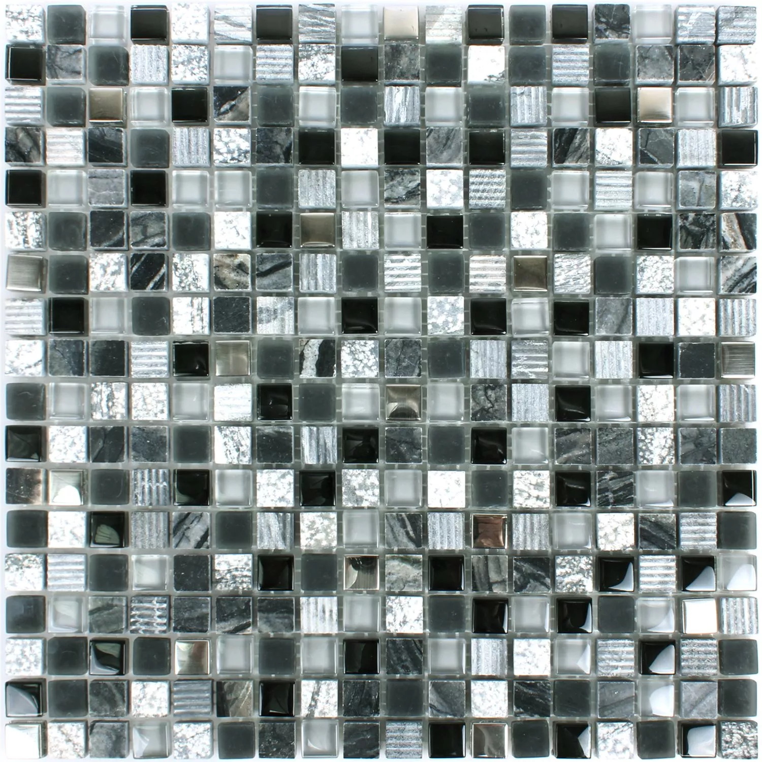 Muster von Mosaikfliesen Venzona Schwarz Silber