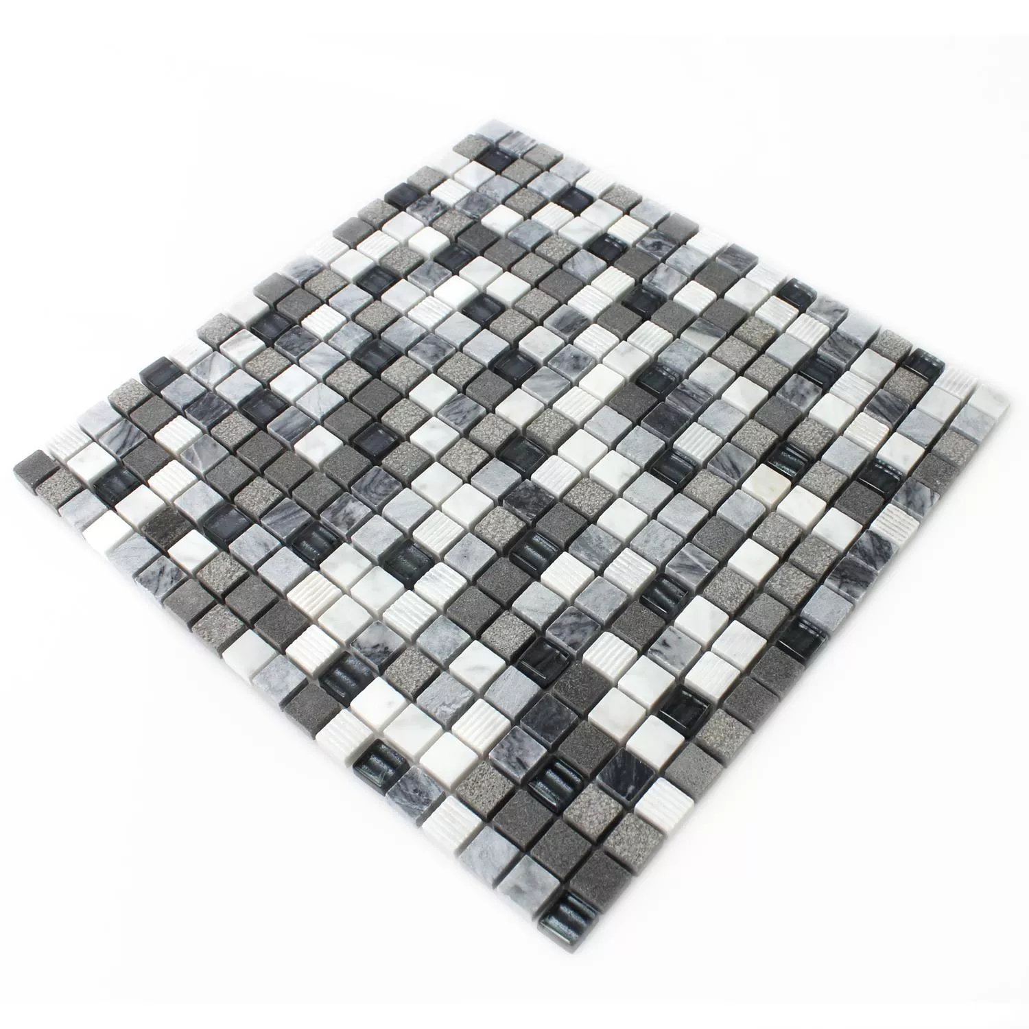 Muster von Mosaikfliesen Glas Naturstein Kodiak Grau Mix