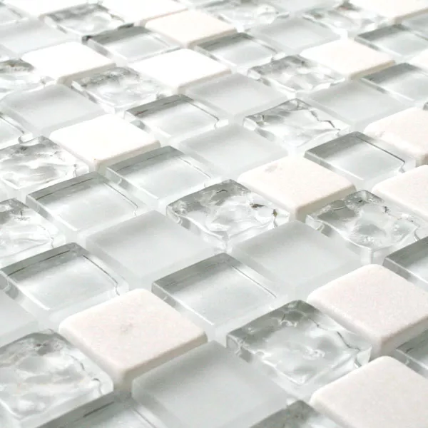 Muster von Mosaikfliesen Glas Marmor  Weiss Mix