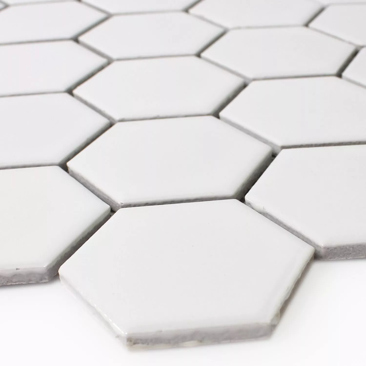 Mosaikfliesen Keramik Hexagon Weiss Matt H51