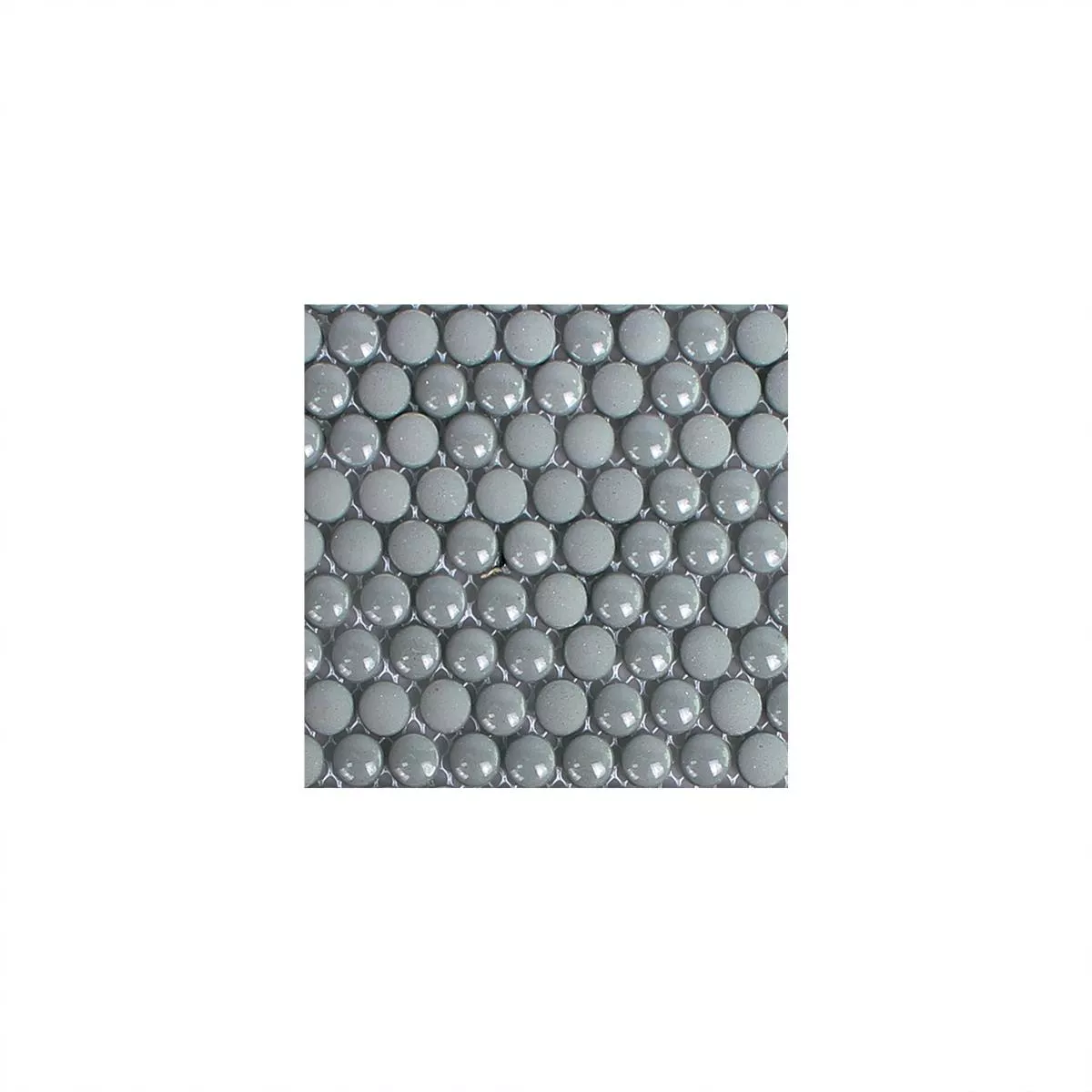 Muster von Glasmosaik Fliesen Bonbon Rund Eco Grau