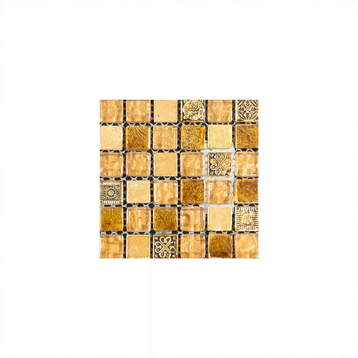 Muster von Glas Marmor Mosaikfliesen Majestic Beige Gold