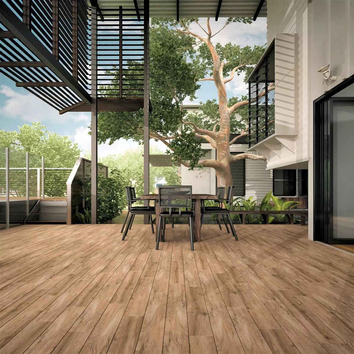 Muster Terrassenplatten Starwood Holzoptik Oak 60x60cm