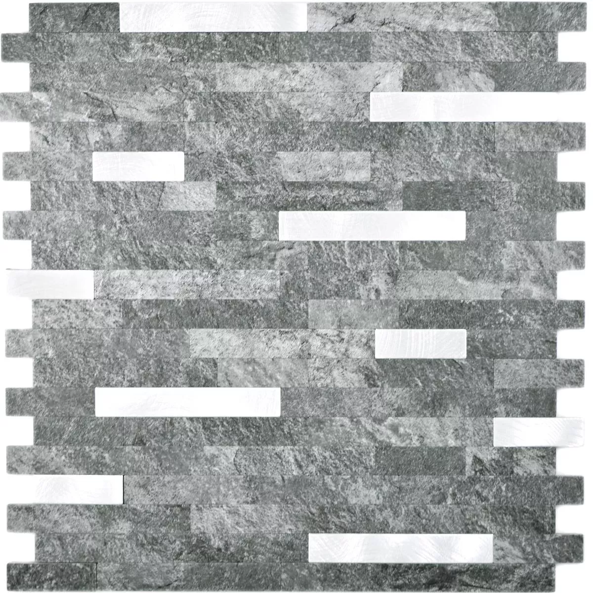 Muster von Vinyl Mosaikfliesen Maywald Selbstklebend Schwarz Silber