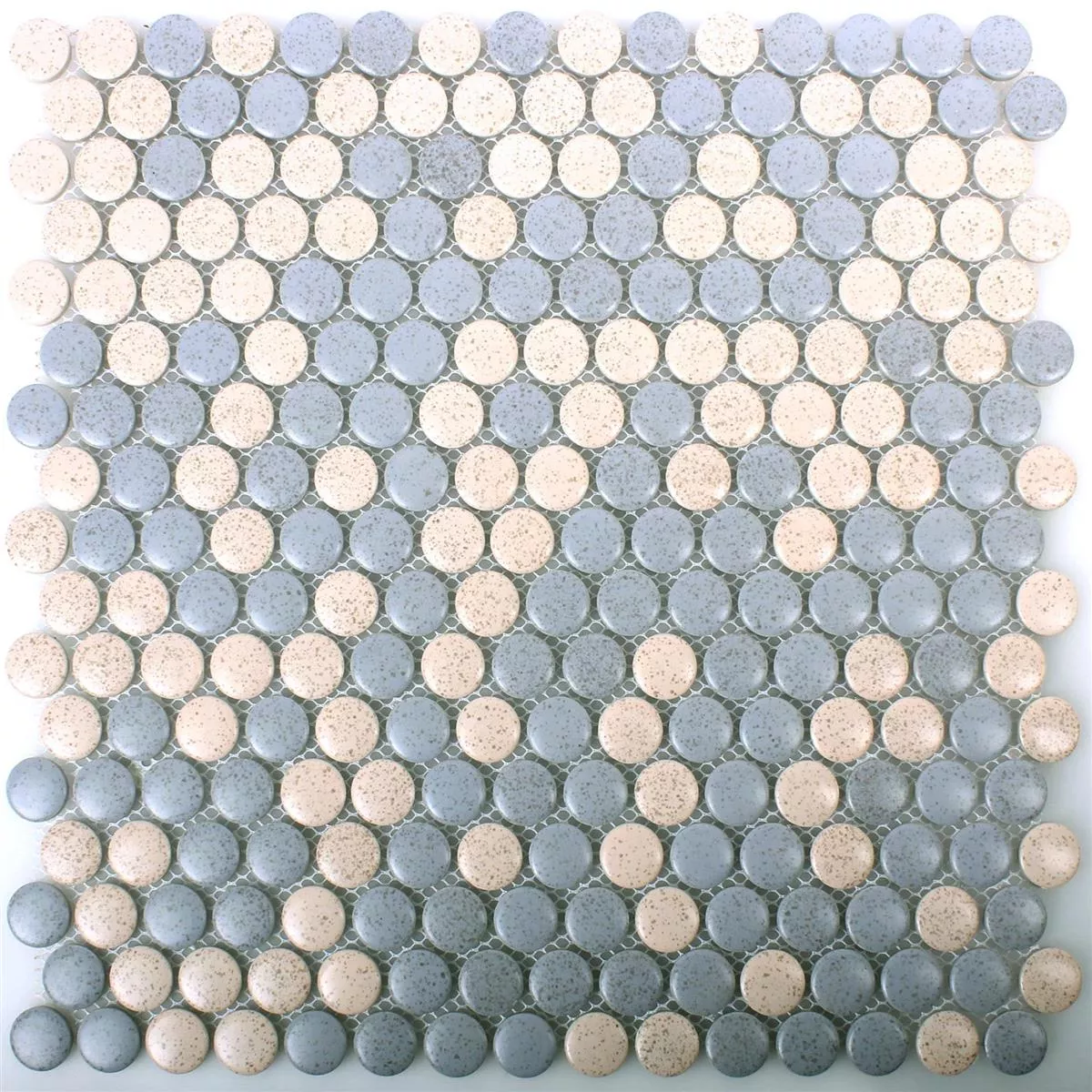 Muster von Knopf Mosaikfliesen Keramik Brillo Beige Grau