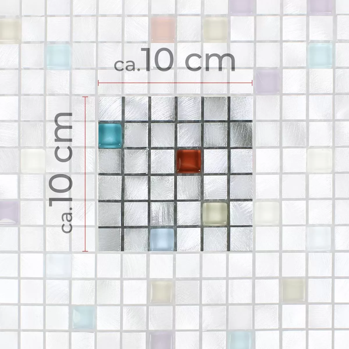 Muster von Mosaikfliesen Lissabon Aluminium Glas Mix Bunt