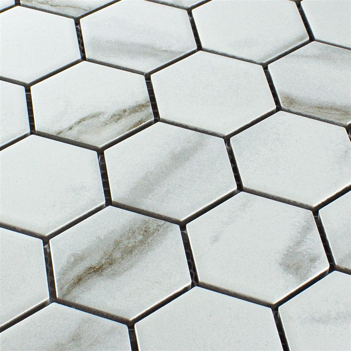 Keramik Mosaik Fliesen Hilgard Steinoptik Hexagon Calacatta