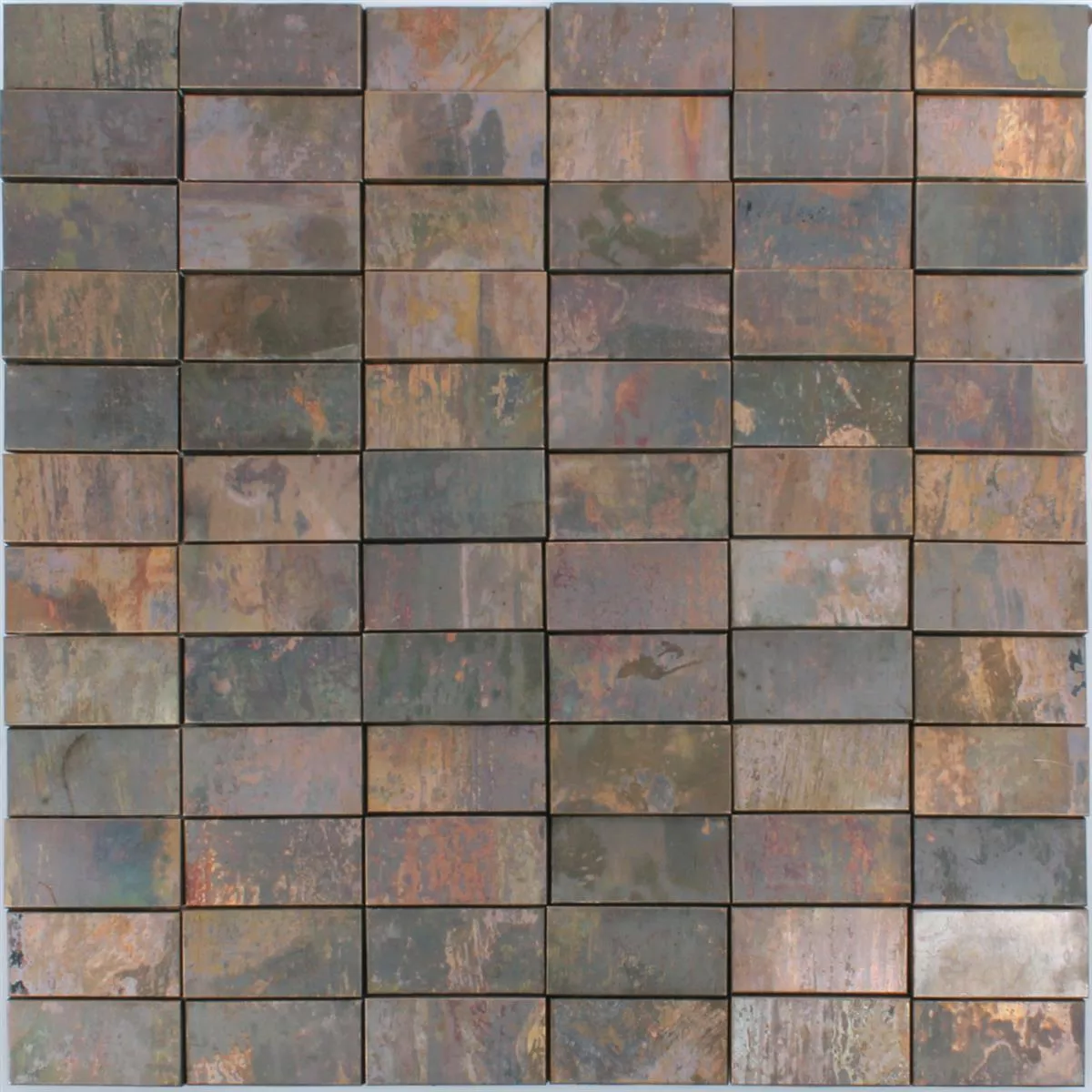 Muster von Mosaikfliesen Kupfer Santorini Rechteck 3D