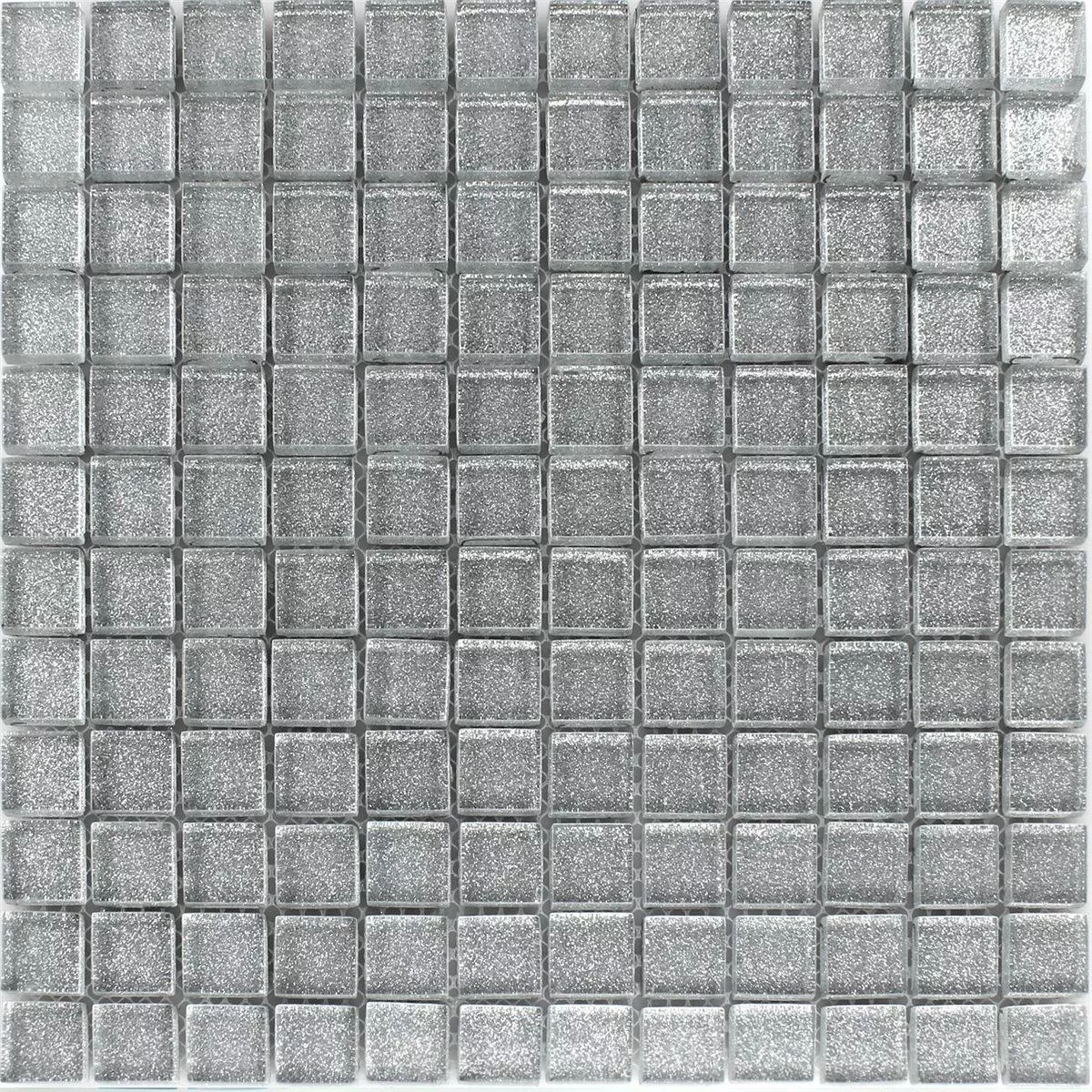 Muster von Glasmosaik Fliesen Wichita Silber Glitzer