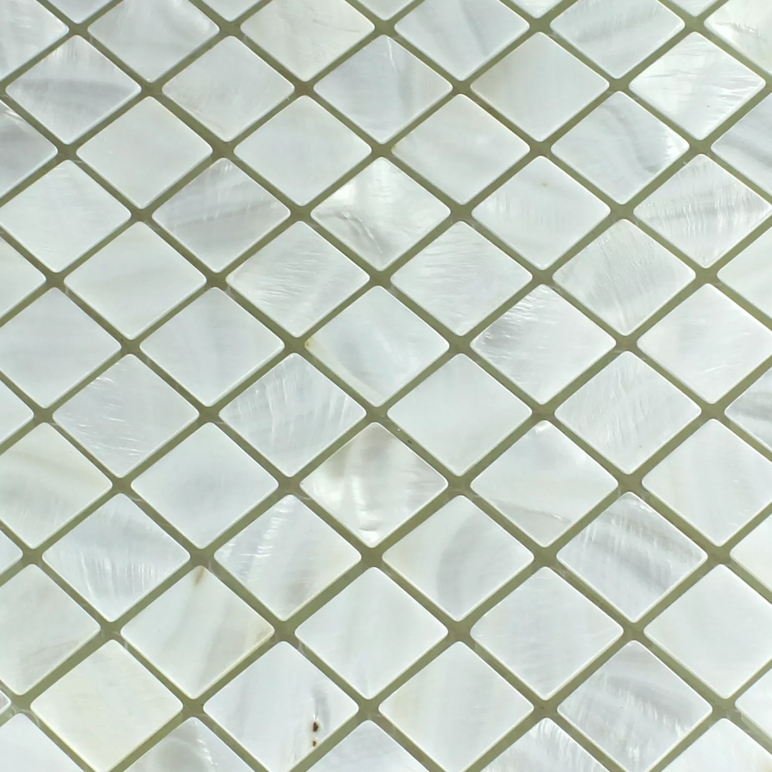 Muster von Mosaikfliesen Glas Perlmutt Effekt Elfenbein Weiss 