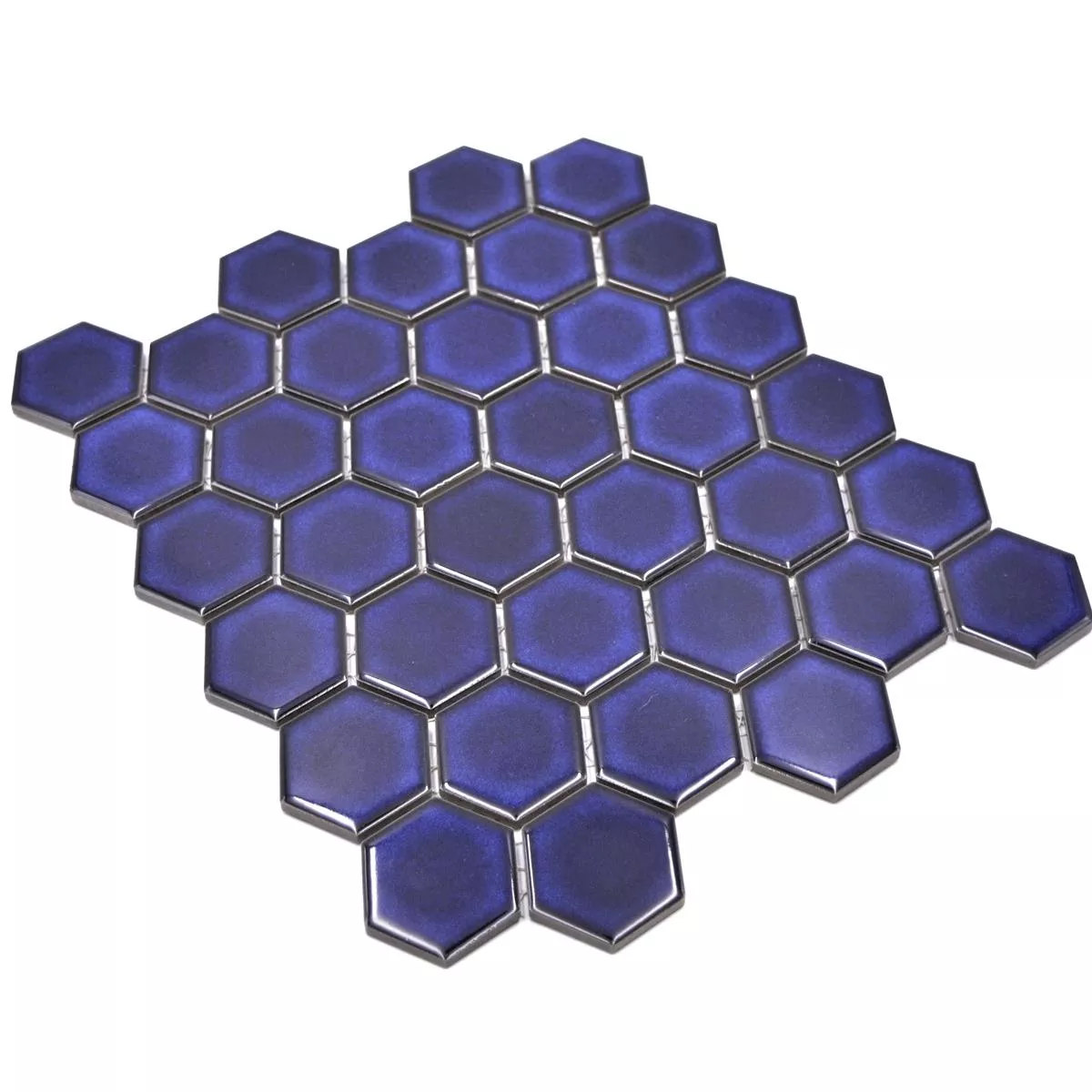 Muster von Keramikmosaik Salomon Hexagon Kobalt Blau H51