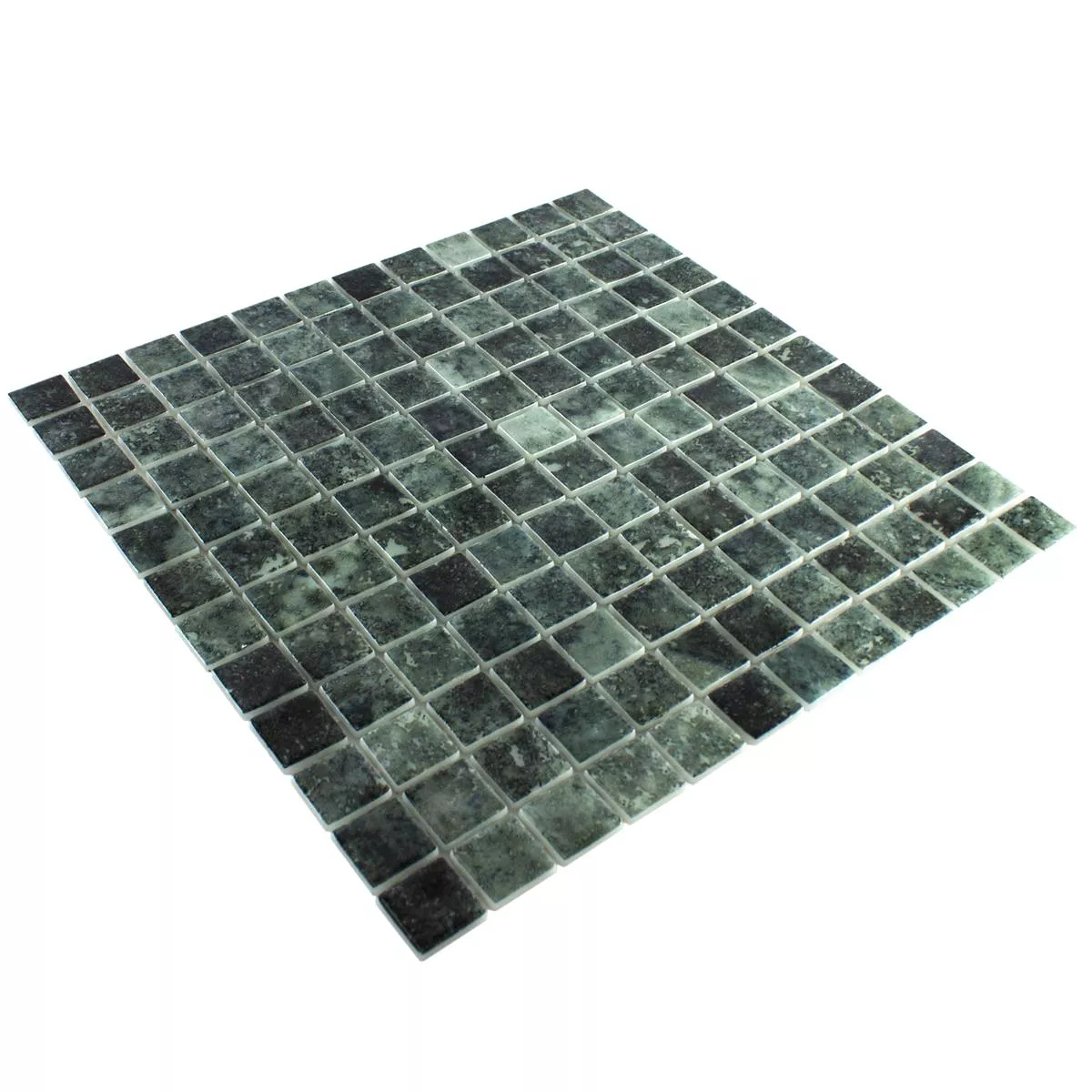 Glas Schwimmbad Mosaik Baltic Schwarz 25x25mm