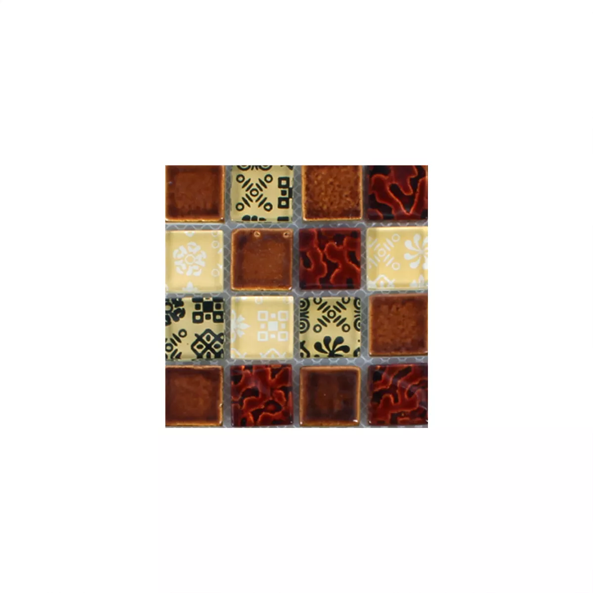 Muster von Mosaikfliesen Resin Glas Belmont Rot Beige