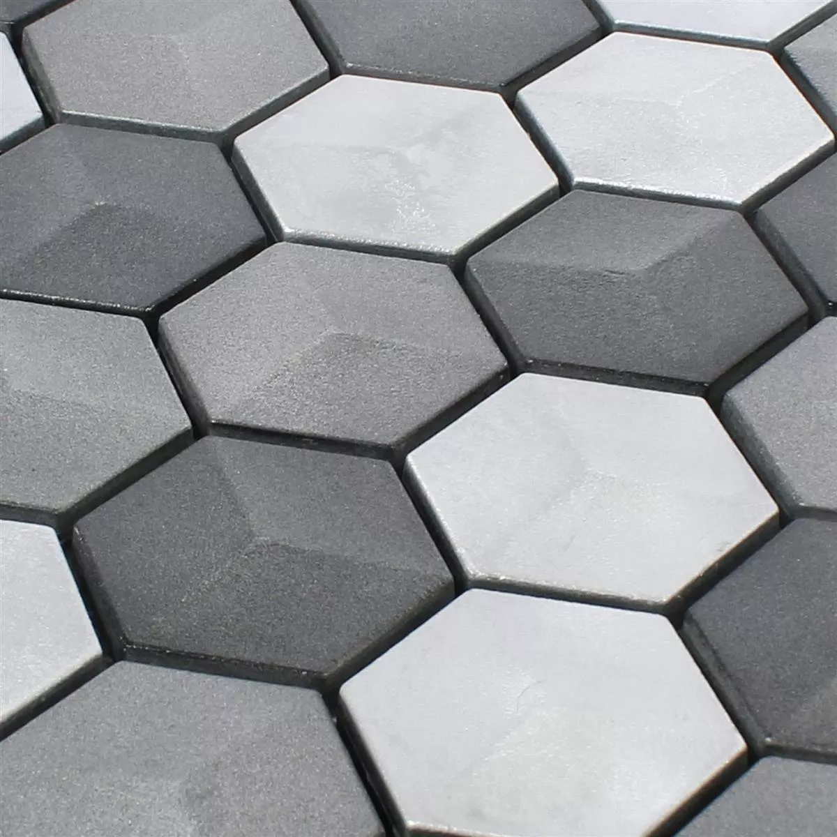 Mosaikfliesen Hexagon Kandilo Schwarz Silber