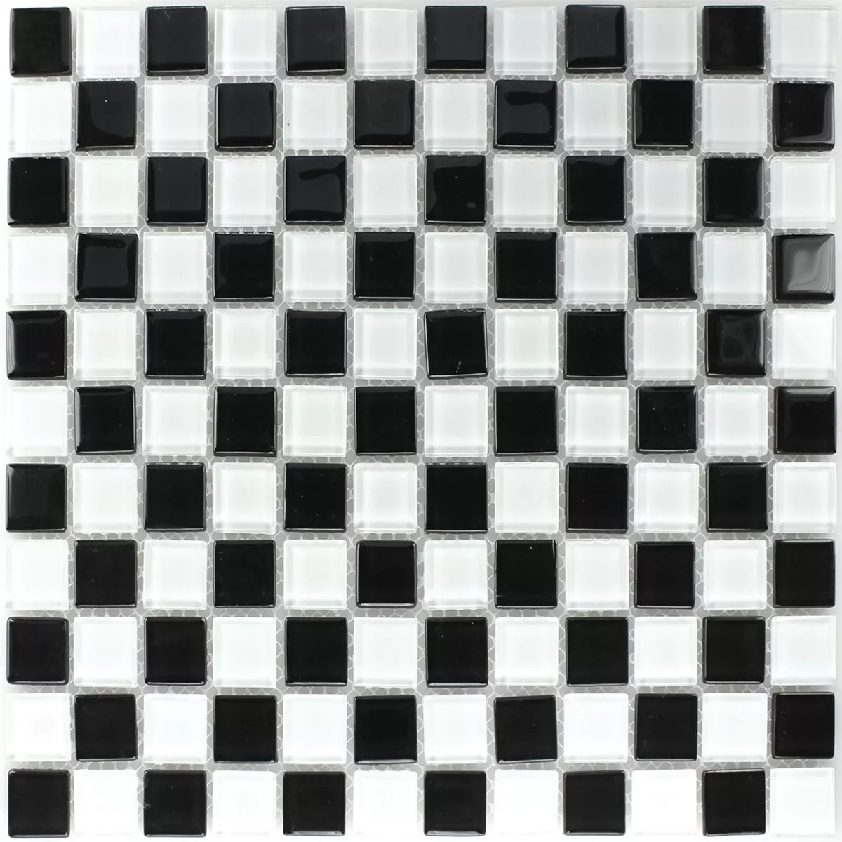 Muster von Mosaikfliesen Glas Schachbrett Schwarz Weiss