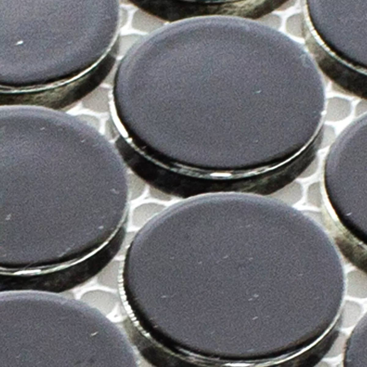 Muster von Keramik Knopf Mosaik Fliesen Harlingen Schwarz Glänzend