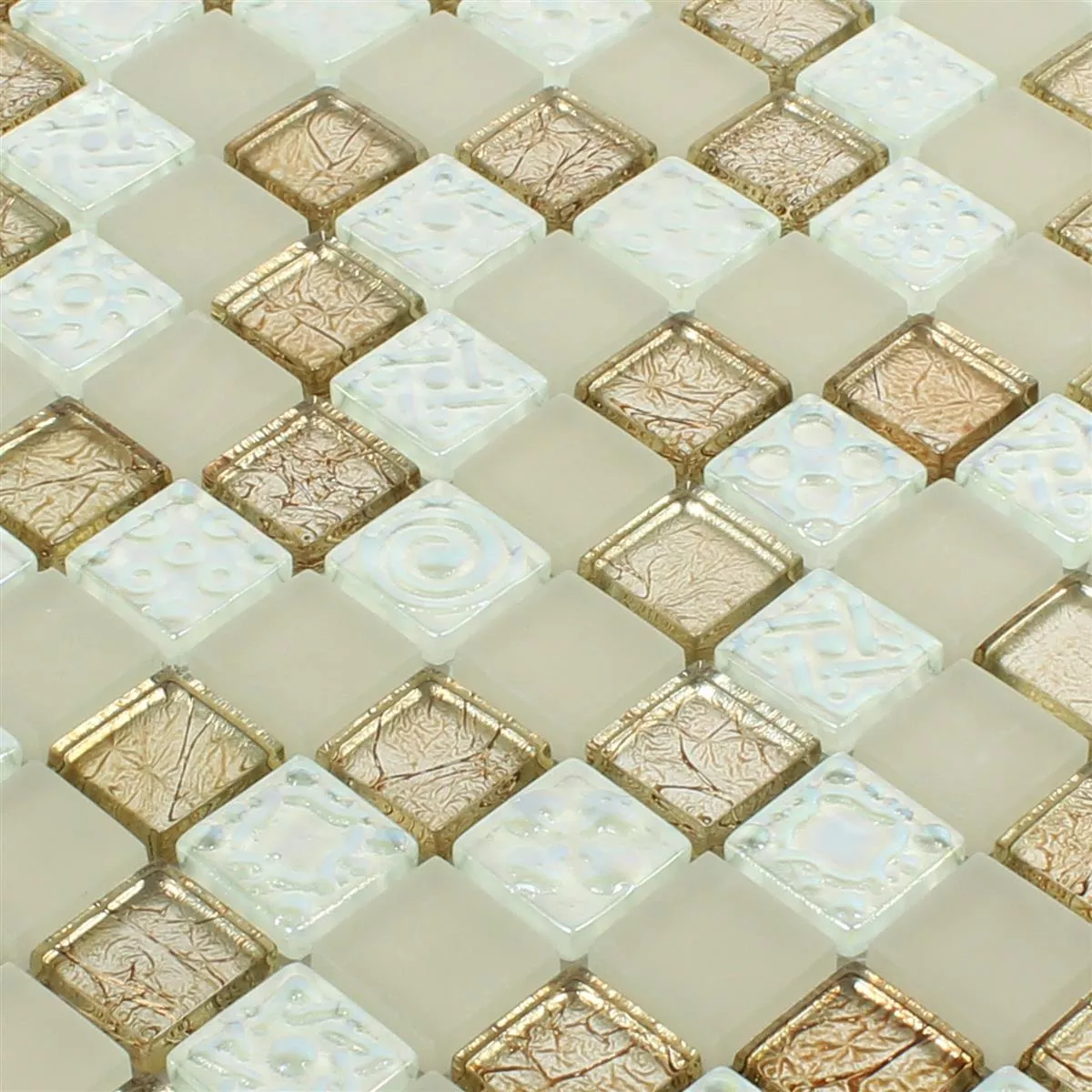 Muster von Glasmosaik Fliesen Nikolski Beige Gold