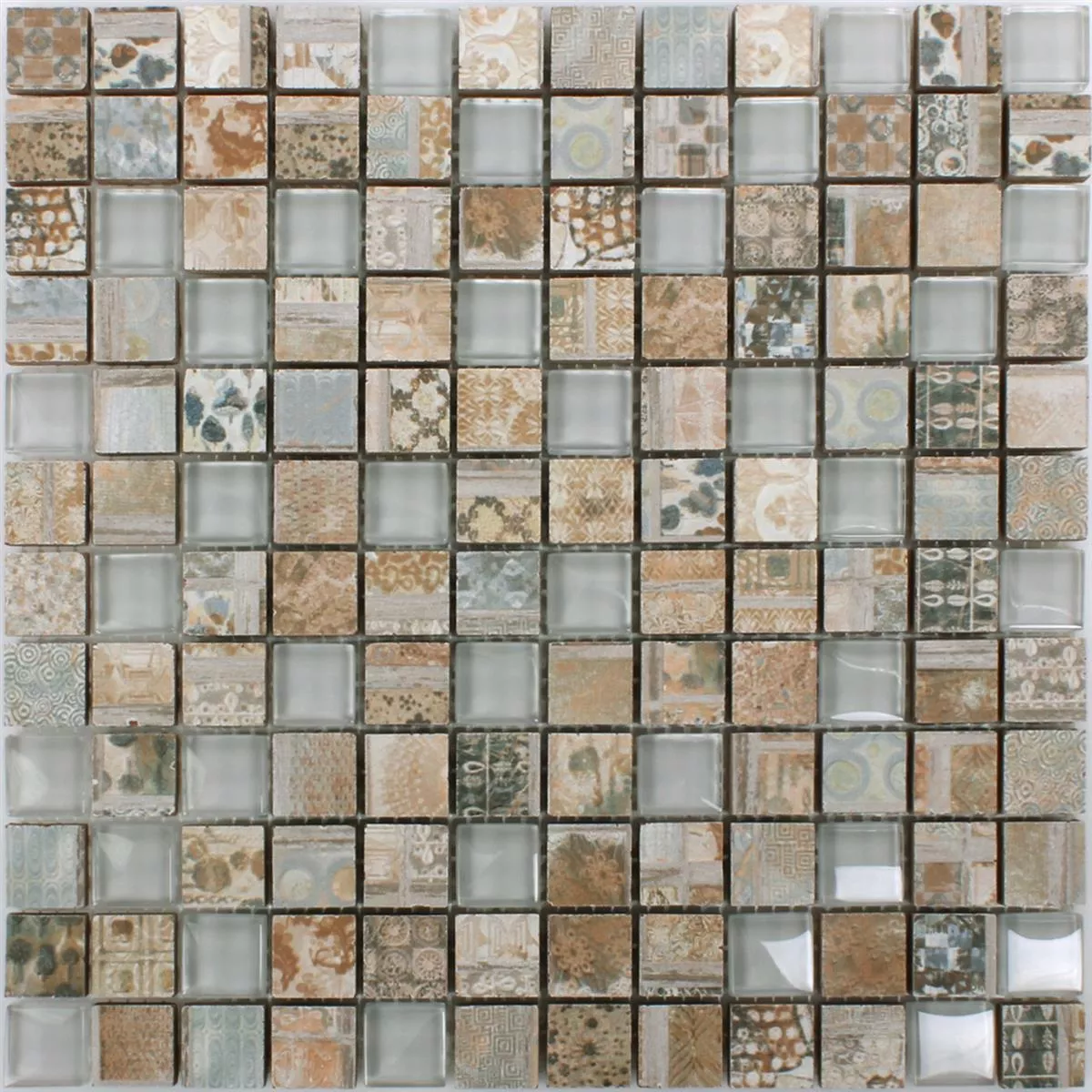 Muster von Mosaikfliesen Glas Keramik Bellevue Braun Quadrat