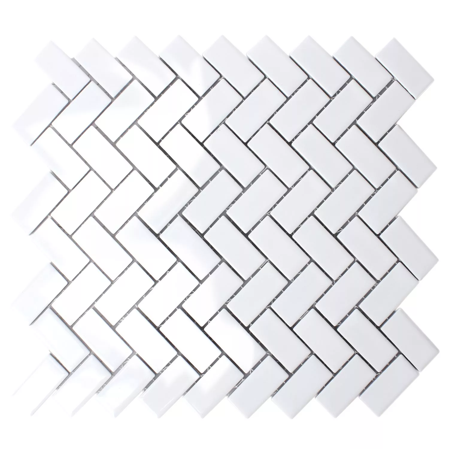 Muster von Mosaikfliesen Keramik Casillas Weiss Glänzend