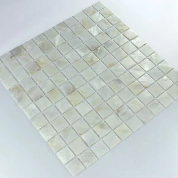 Muster von Mosaikfliesen Glas Perlmutt Effekt  Weiss