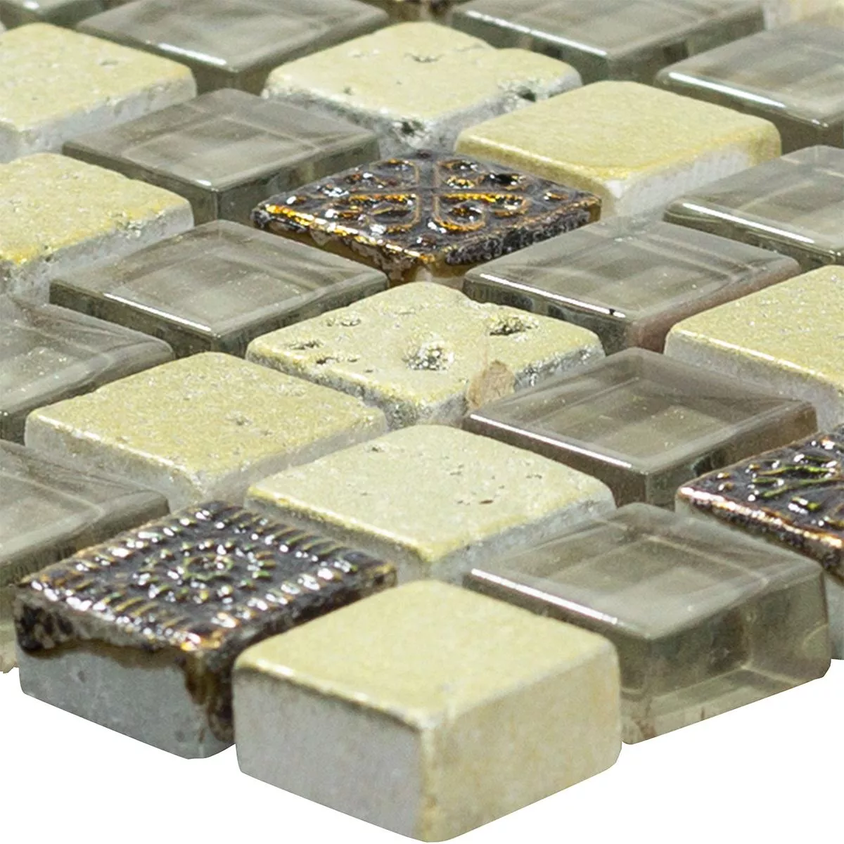 Muster von Glas Marmor Mosaikfliesen Majestic Silber Braun