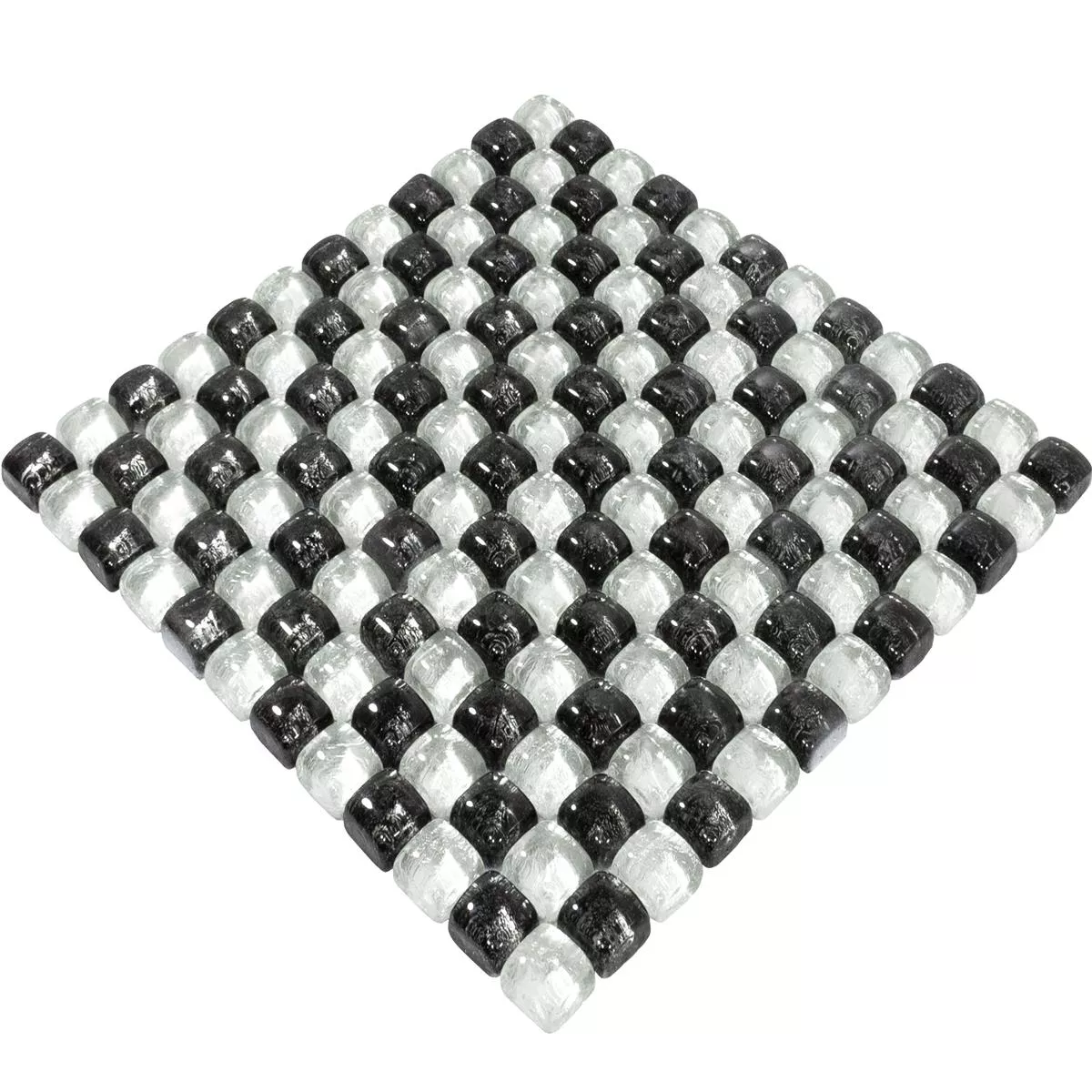 Muster von Glasmosaik Fliesen Avola Schwarz Weiß