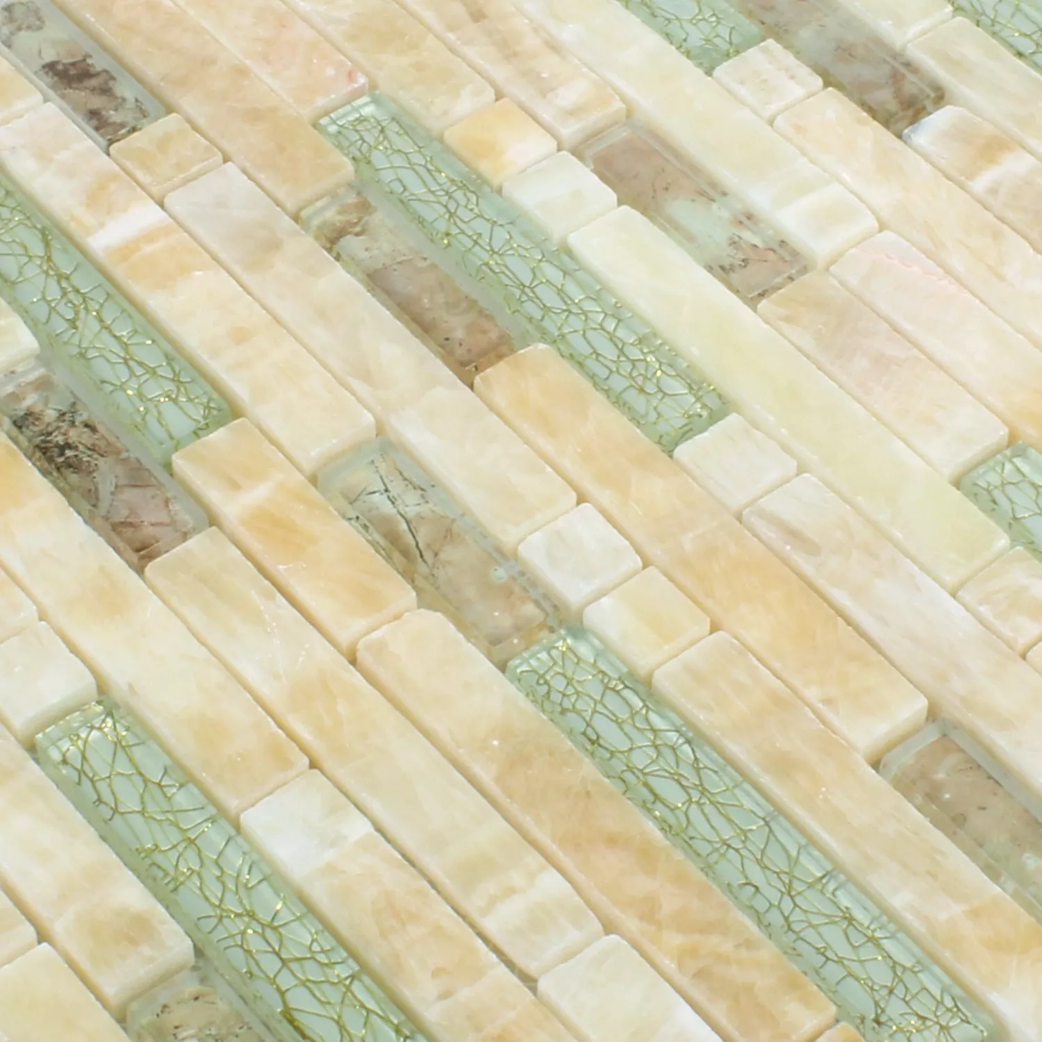 Muster von Mosaikfliesen Onyx Larinera Gold Verbund