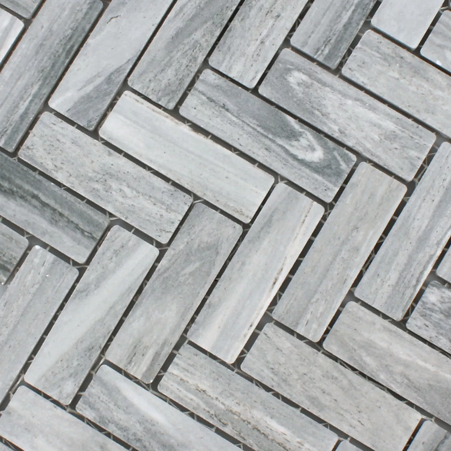 Muster von Mosaikfliesen Keramik Rotilia Steinoptik Grau