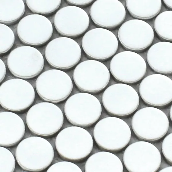 Mosaikfliesen Keramik Drop Rund Weiß Uni