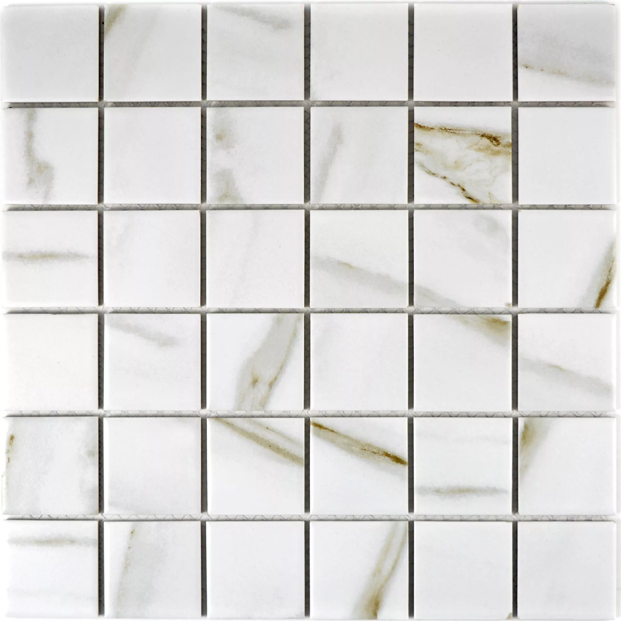 Muster von Keramik Mosaikfliesen Zorro Calacatta Quadrat 