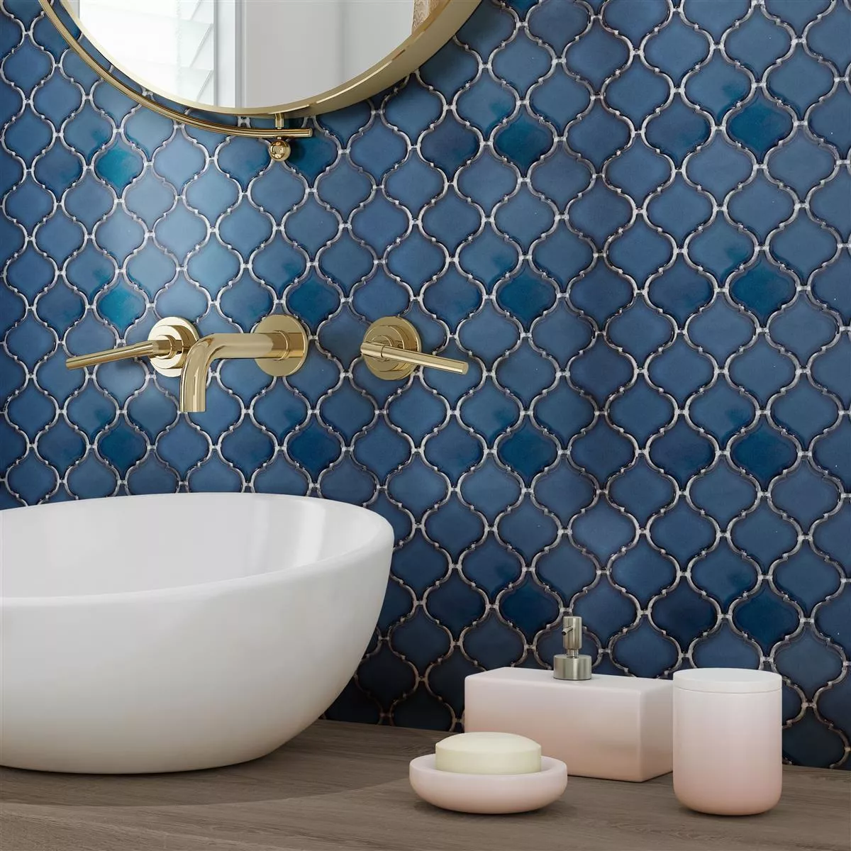 Keramik Mosaik Fliesen Asmara Arabesque Blau