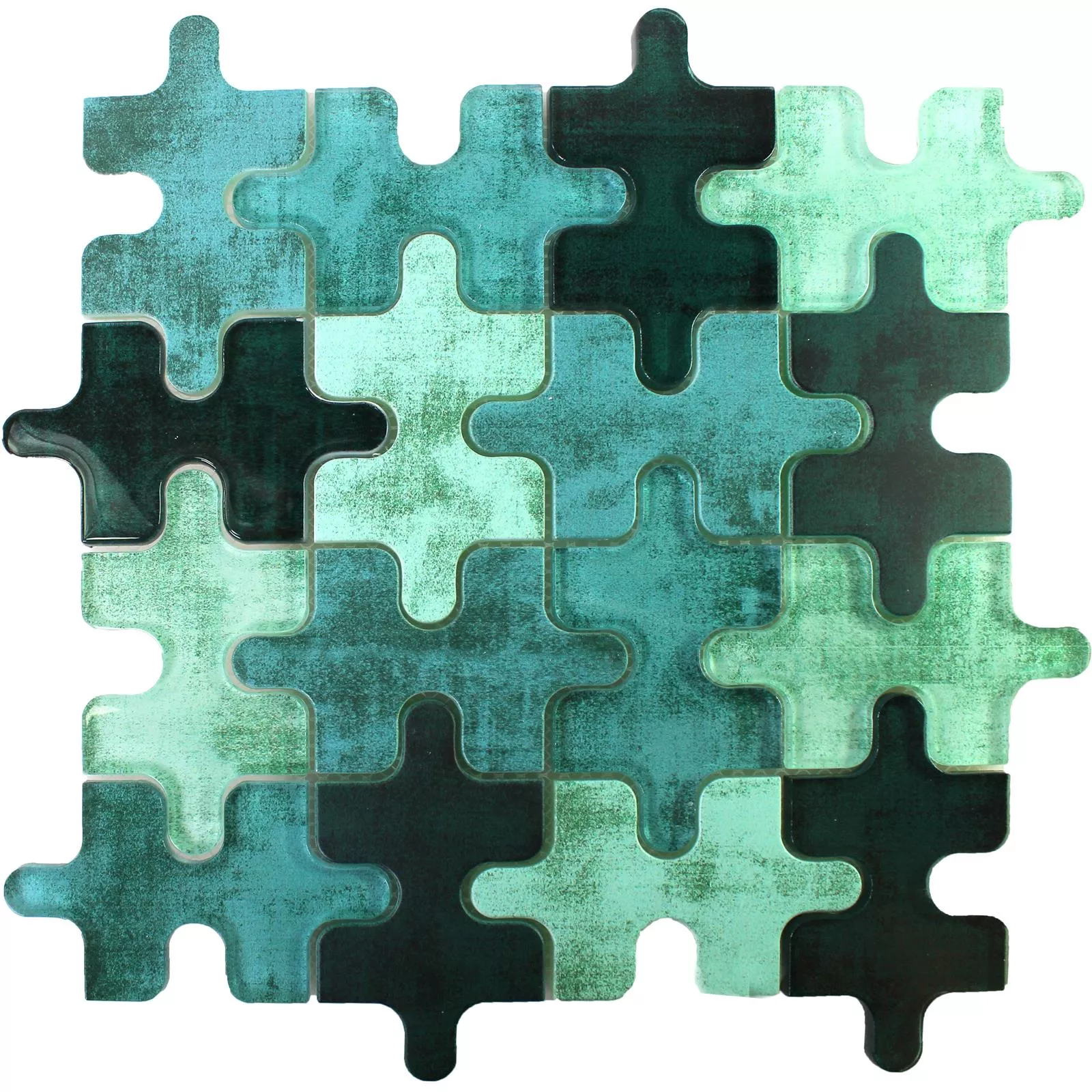 Glasmosaik Fliesen Puzzle Grün