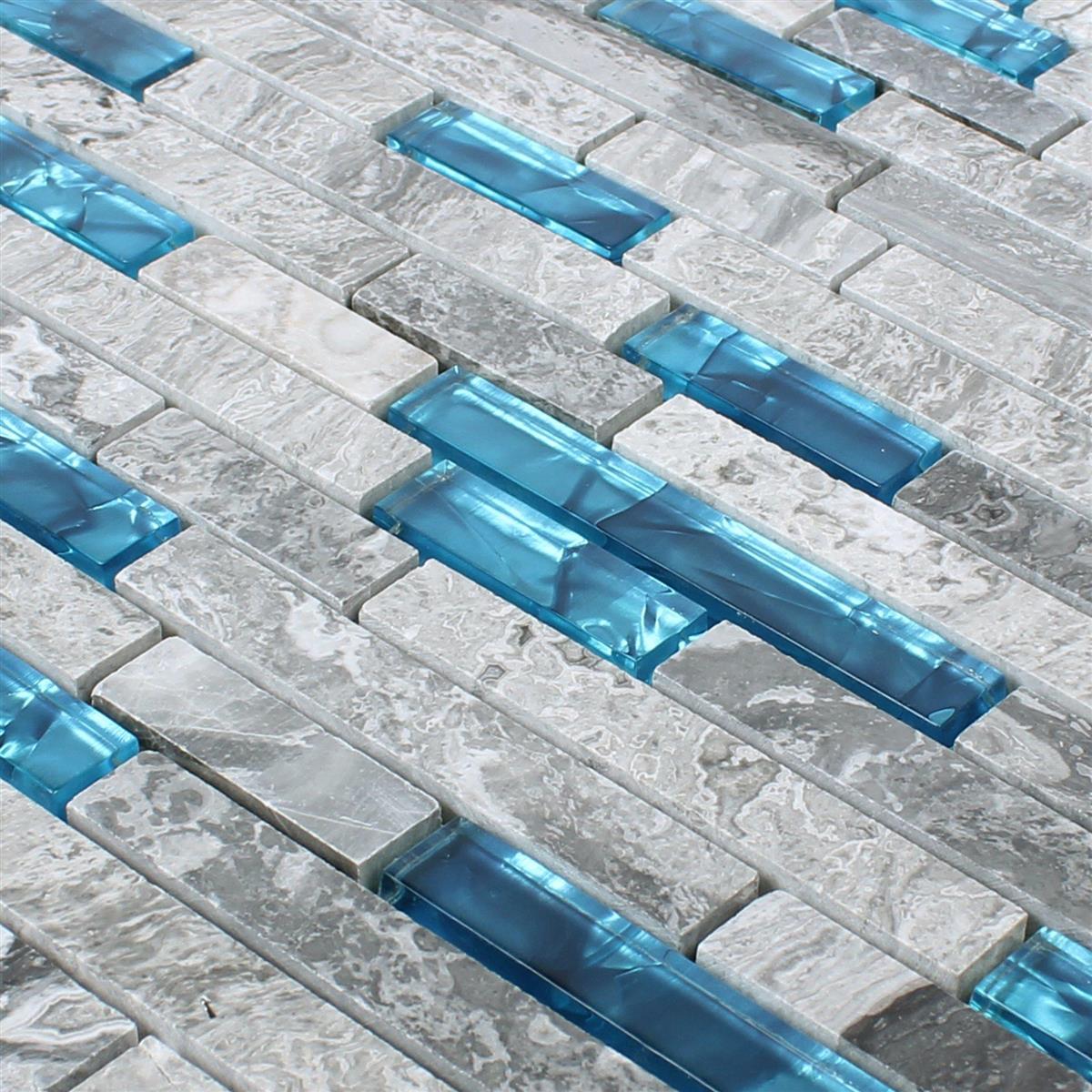Muster von Glasmosaik Natursteinfliesen Sinop Grau Blau Stick