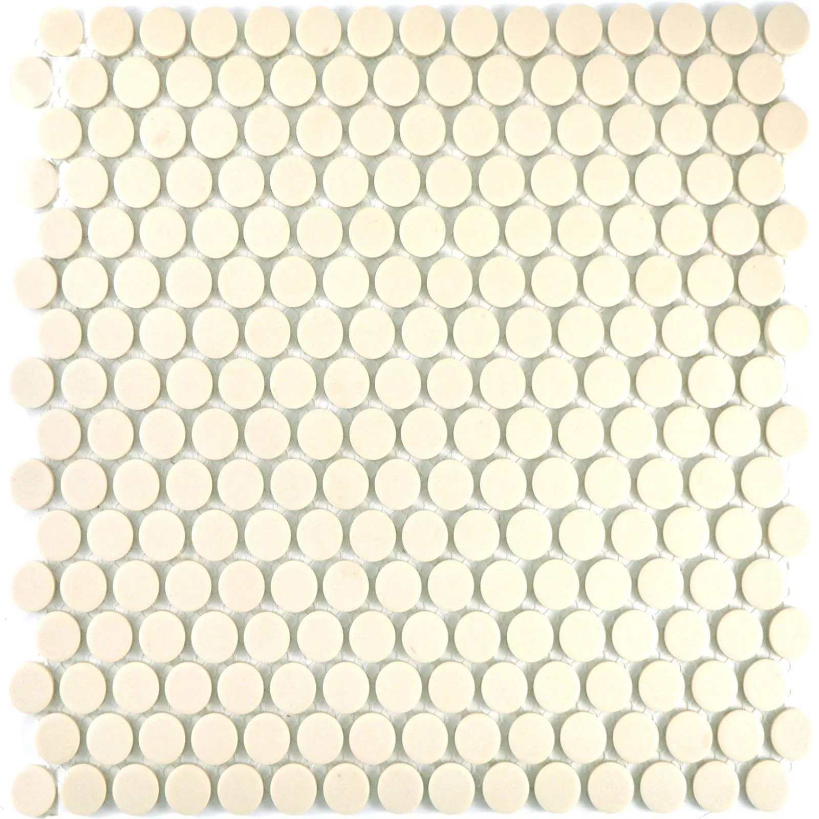 Muster von Keramik Mosaikfliesen Knopf Radoslov Unglasiert Hellbeige