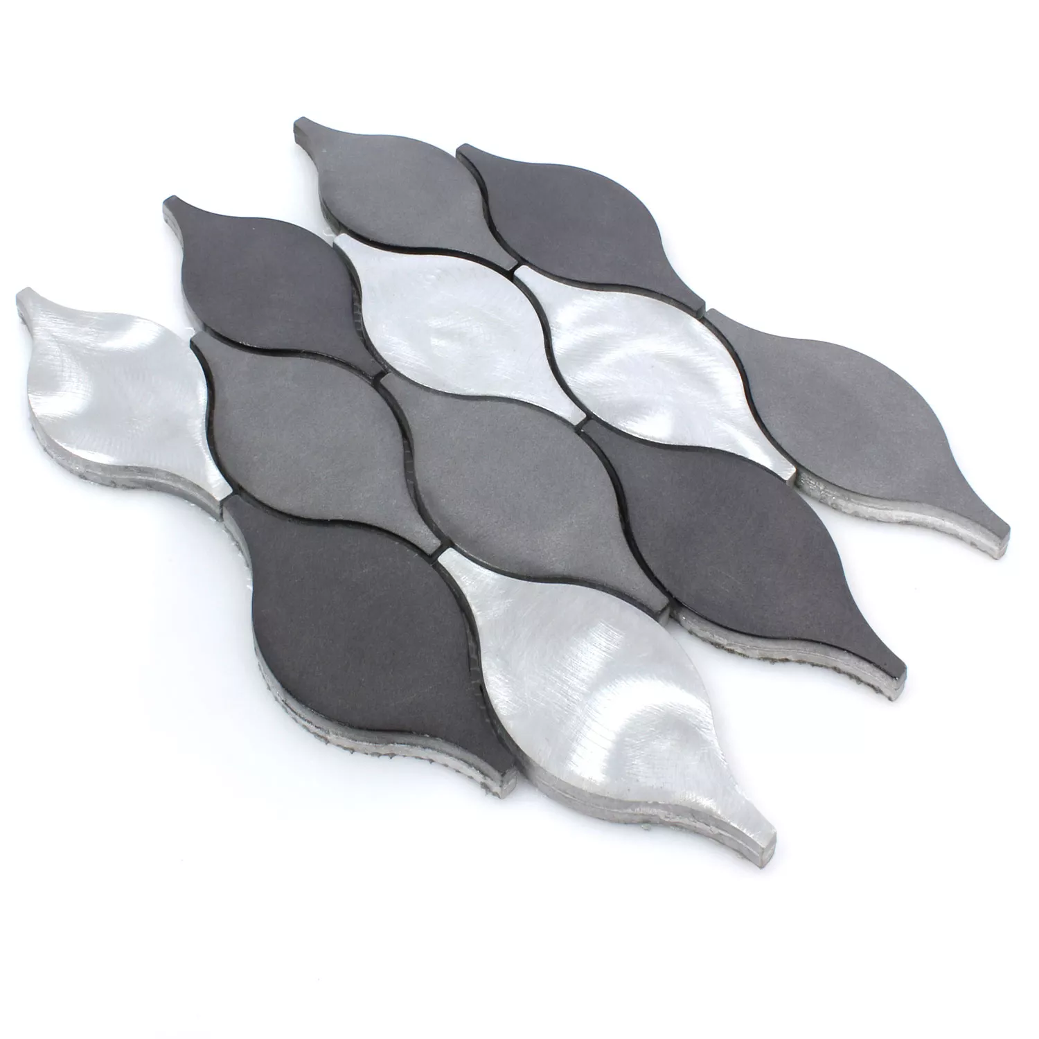 Muster von Mosaikfliesen Aluminium Beverly Schwarz Silber