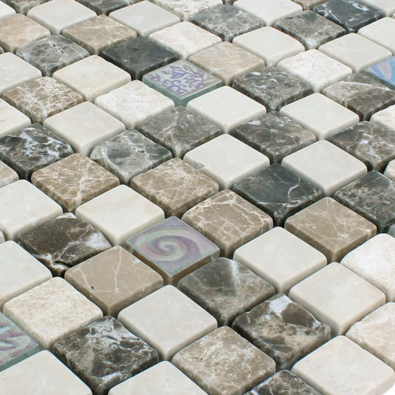 Mosaikfliesen Relief Marmor Java Glas Mix Beige