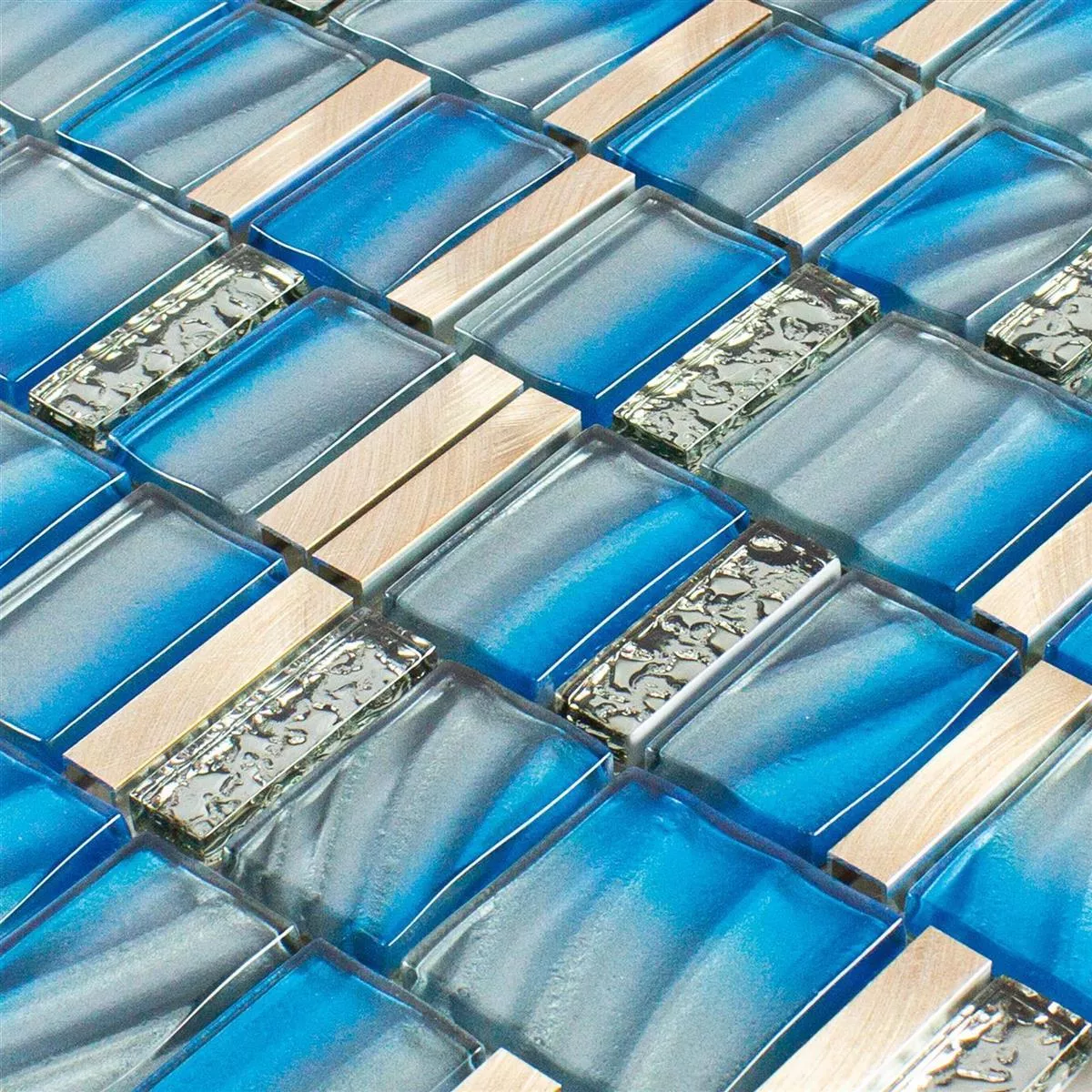 Muster von Glas Metall Mosaikfliesen Union Blau Kupfer