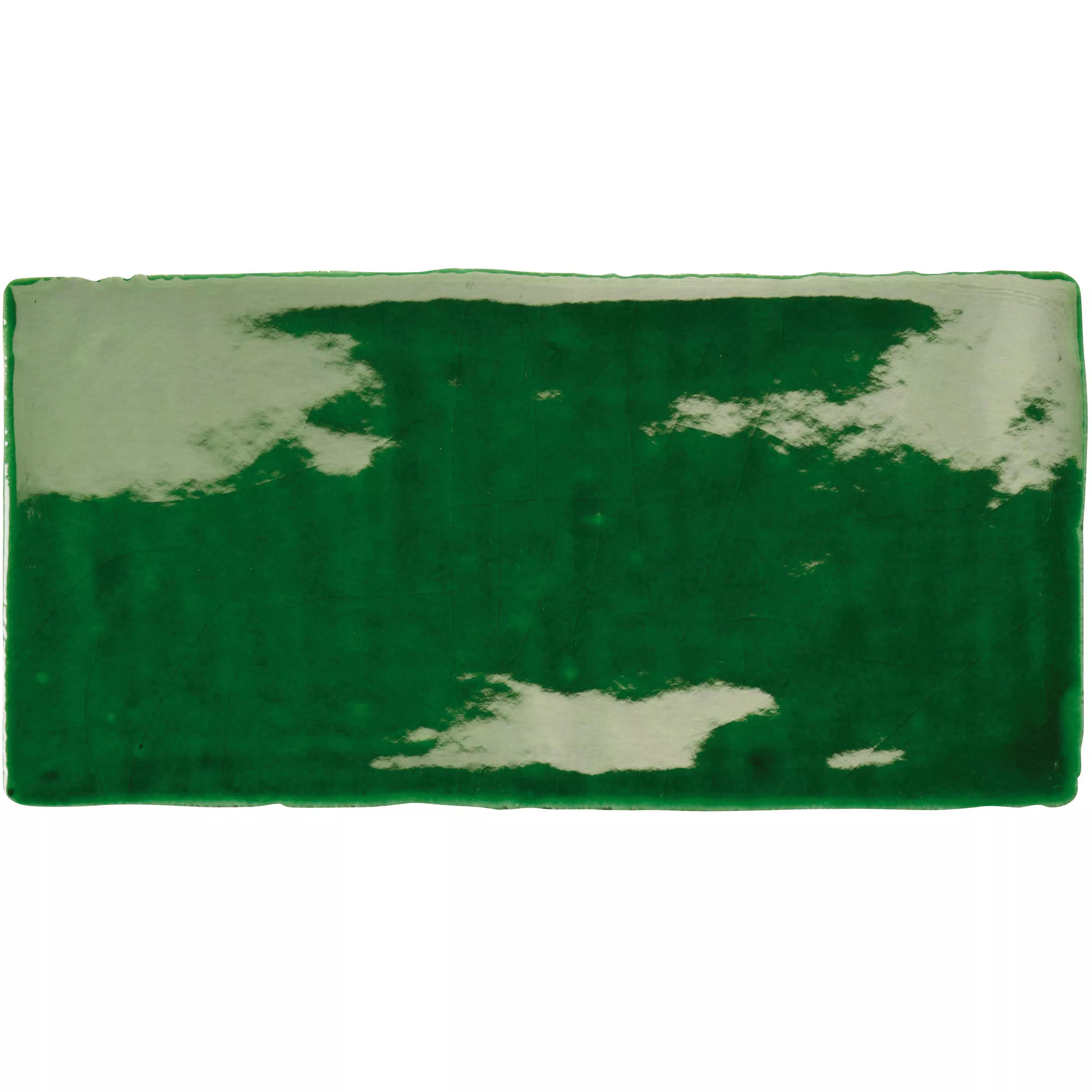 Muster Wandfliese Algier Handgemacht 7,5x15cm Smaragdgrün