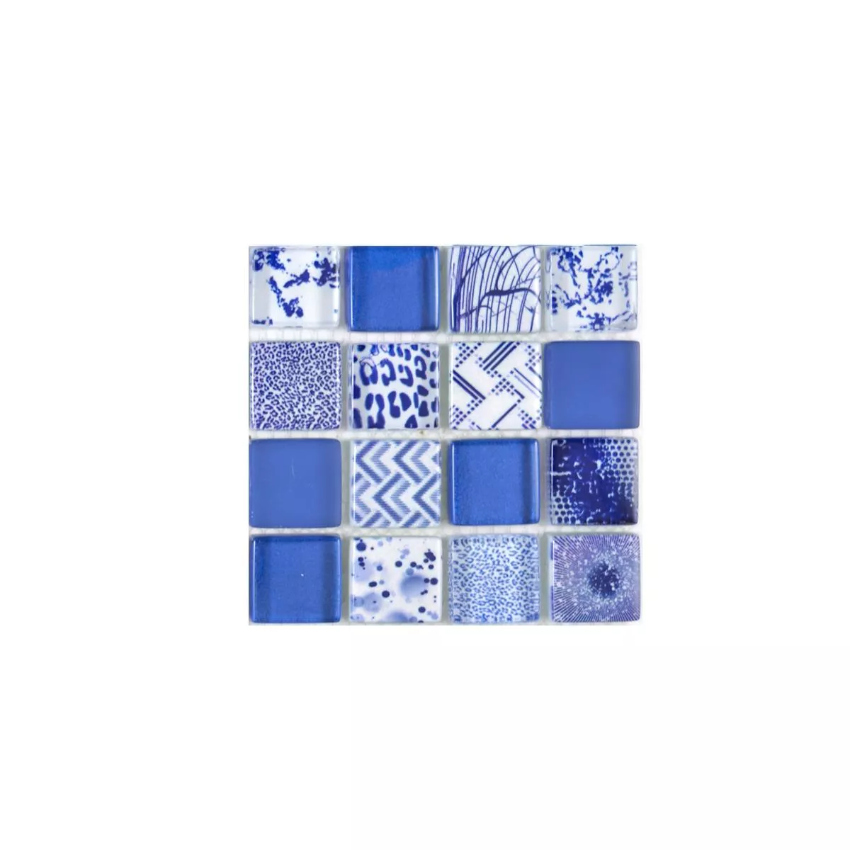 Muster von Glasmosaik Fliesen Cornelia Retrooptik Blau